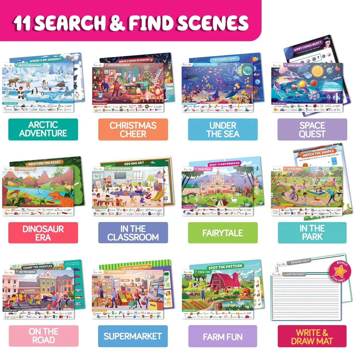 Funcils Search and Find Educational Toy Mats for Kids Ages 3-6 | Cognitive & Creative Skills - view 5