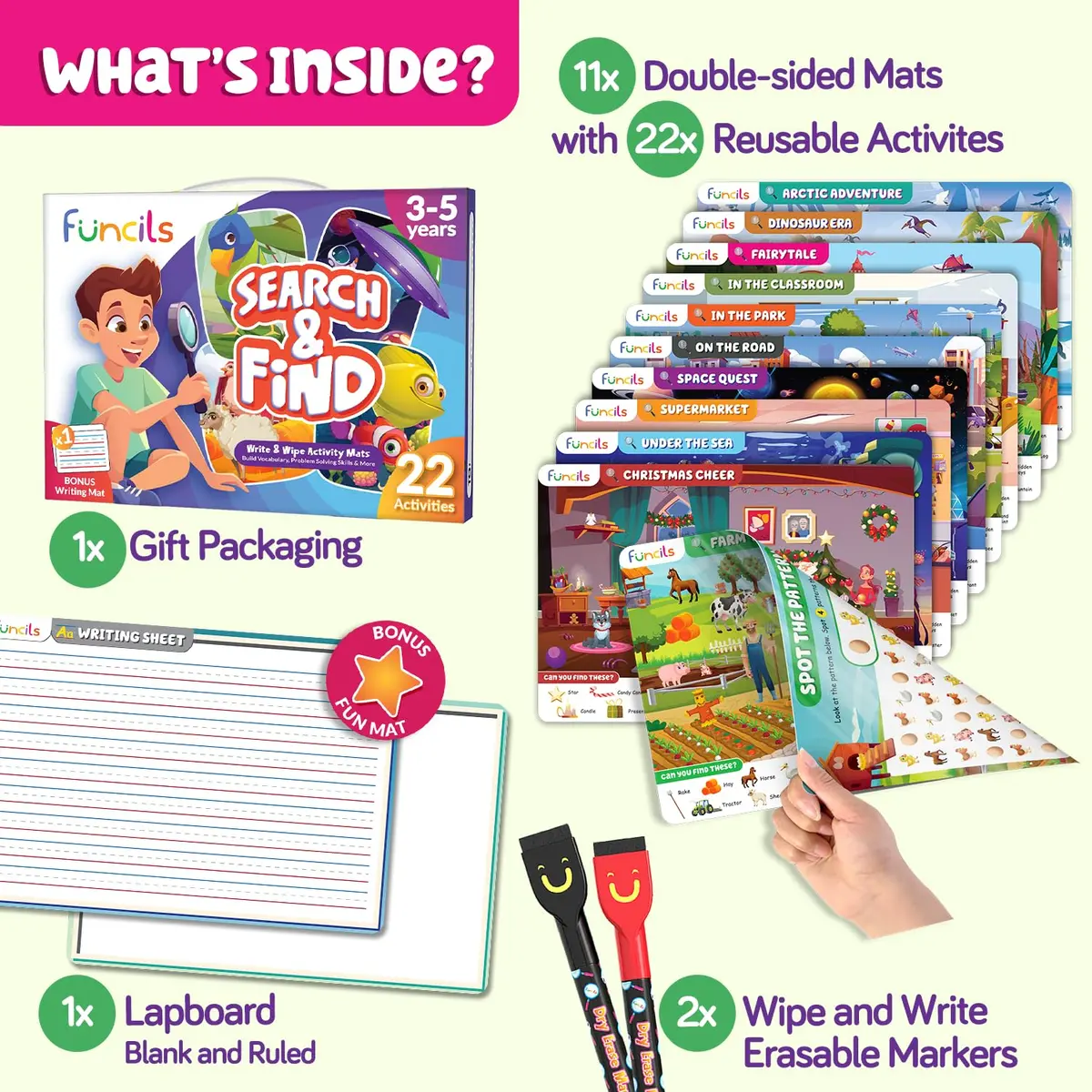 Funcils Search and Find Educational Toy Mats for Kids Ages 3-6 | Cognitive & Creative Skills - view 2