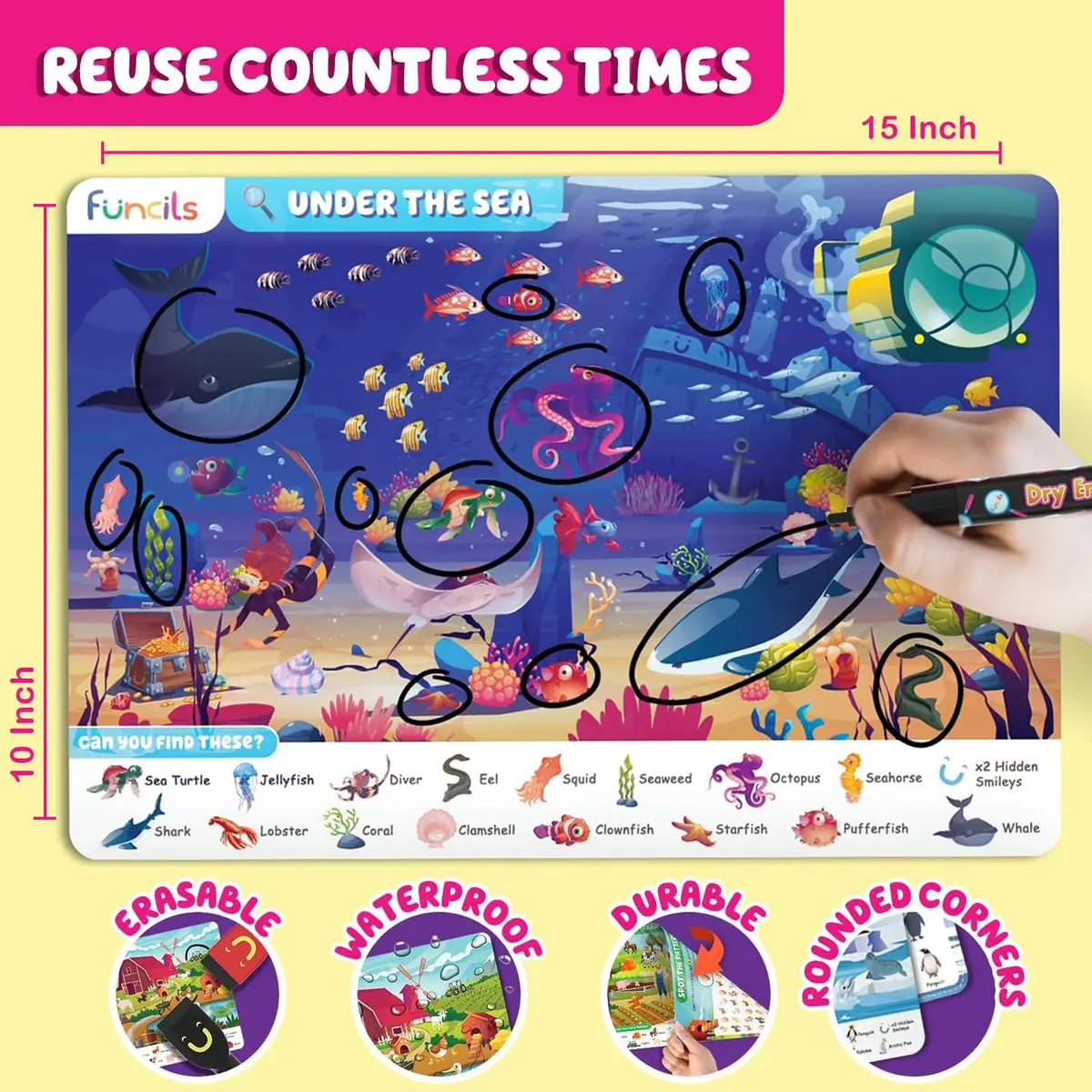 Funcils Search and Find Educational Toy Mats for Kids Ages 3-6 | Cognitive & Creative Skills - view 4