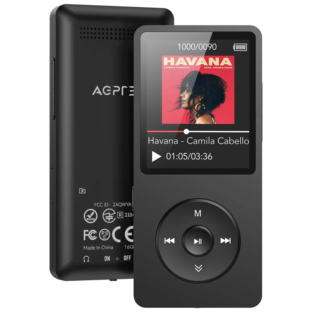 AGPTEK A02 MP3 Player 32GB (1.8 inch Screen) | Bluetooth 5.3 Music Player with Speaker, FM Radio, Voice Recorder - main product image