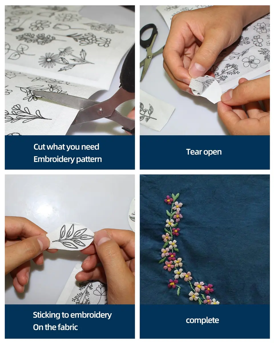 YUYUZSEN Water Soluble Hand Sewing Stabilizers 102pcs | Wash Away Embroidery Paper for Beginners - view 4