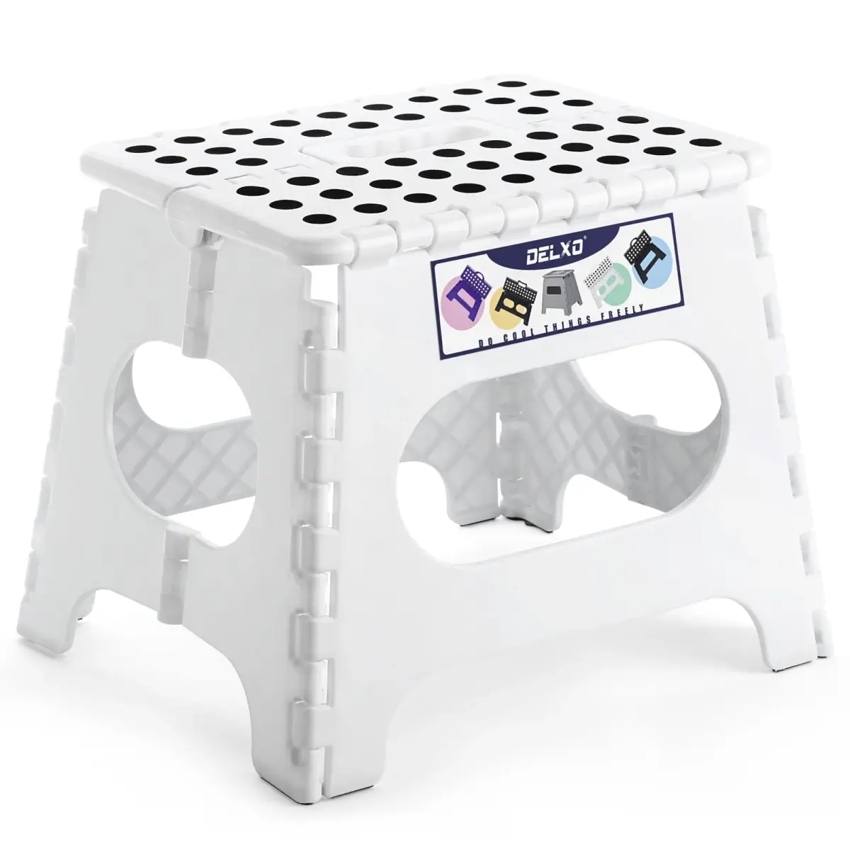 Delxo Folding Step Stool 11 Inch White 1 Pack | Sturdy & Safe for Kids and Adults - main product image