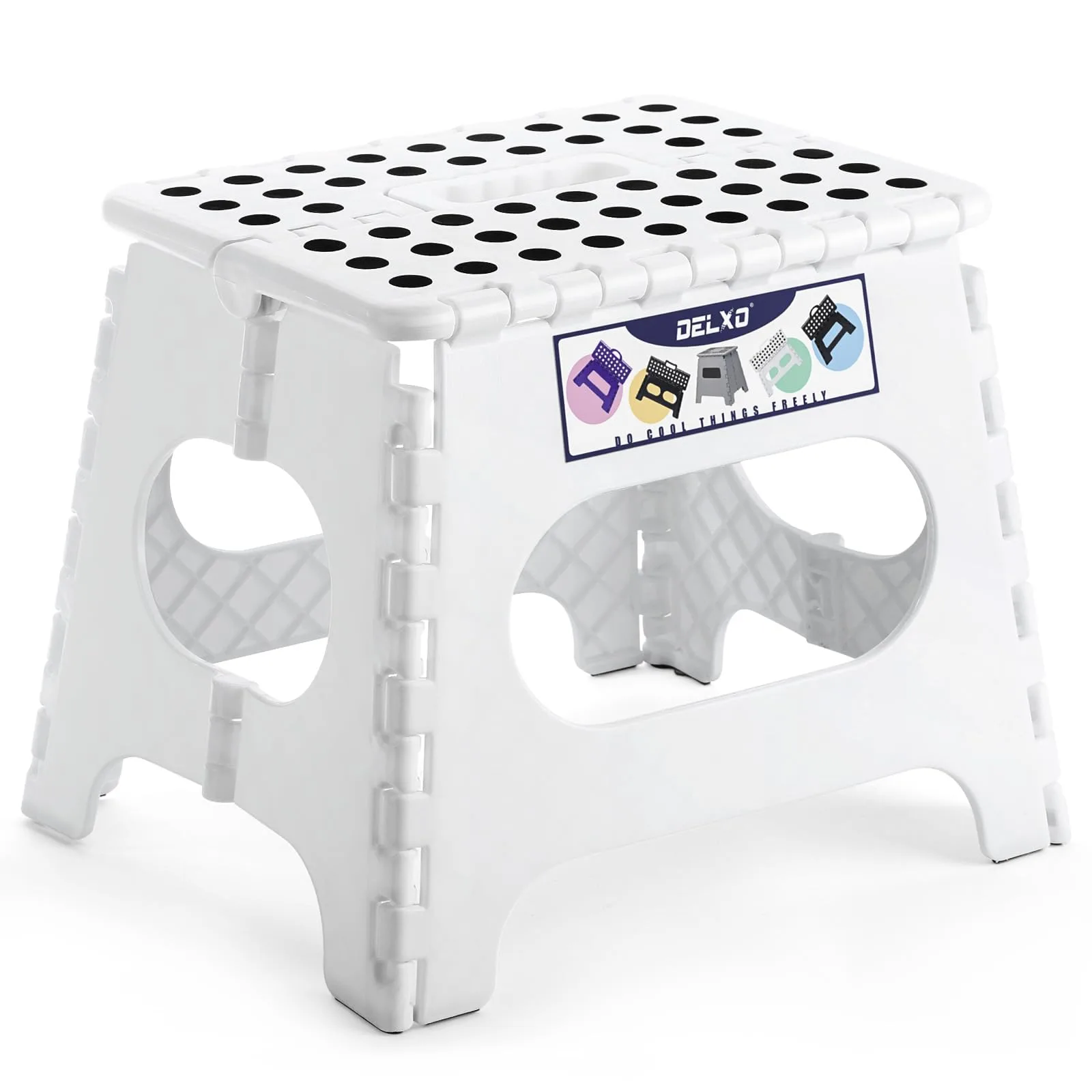 Delxo Folding Step Stool 11 Inch White 1-Pack | Sturdy & Safe for Kids & Adults - main product image