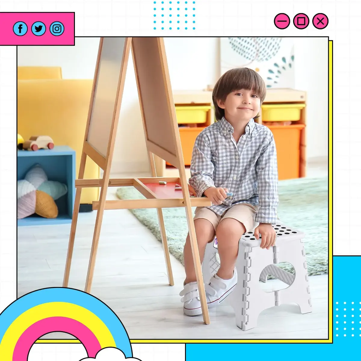 Delxo Folding Step Stool 11 Inch White 1 Pack | Sturdy & Safe for Kids and Adults - view 4
