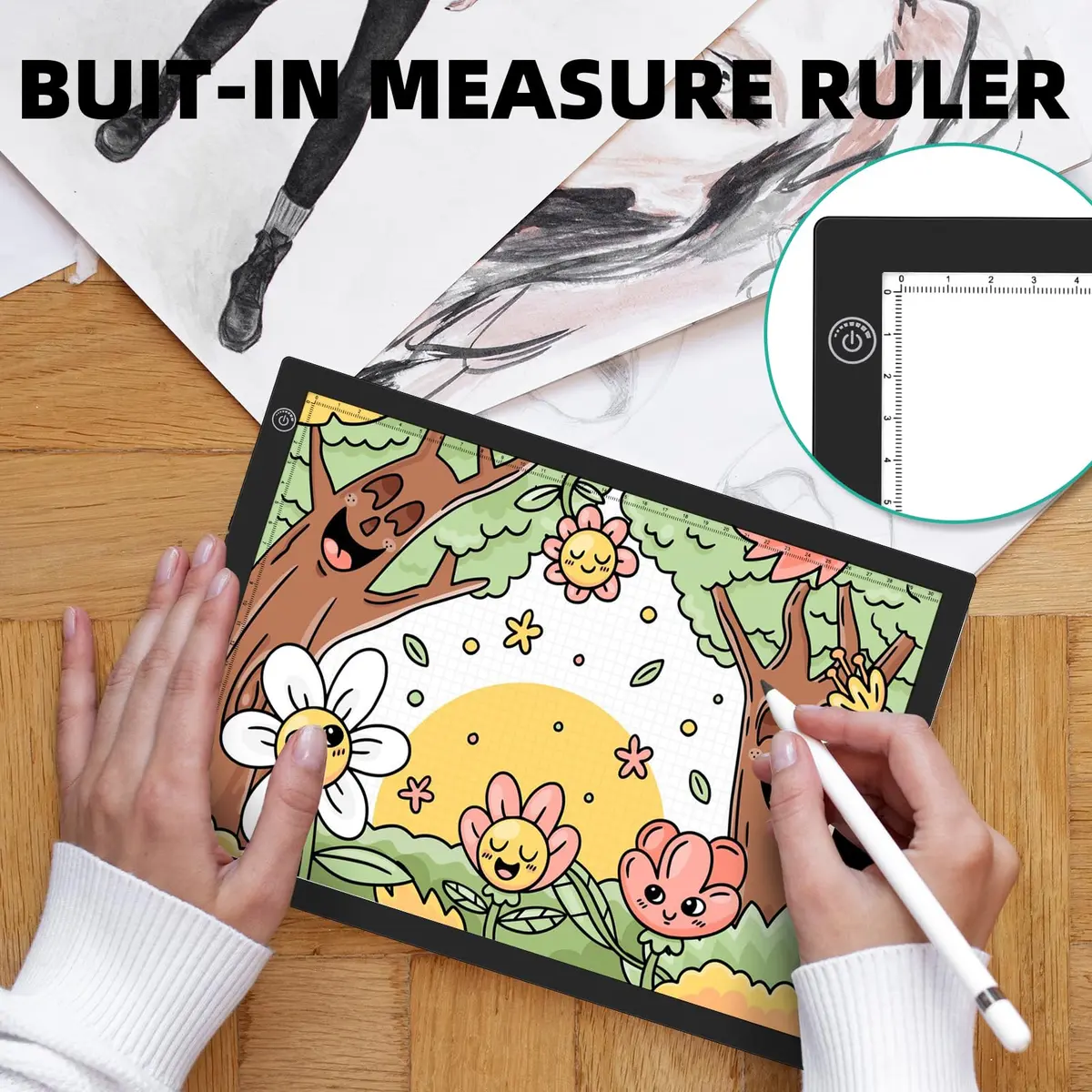 ME456 Rechargeable Drawing Board 15" (38cm) Light Pad | Adjustable Brightness LED Tracing Light Box - view 6