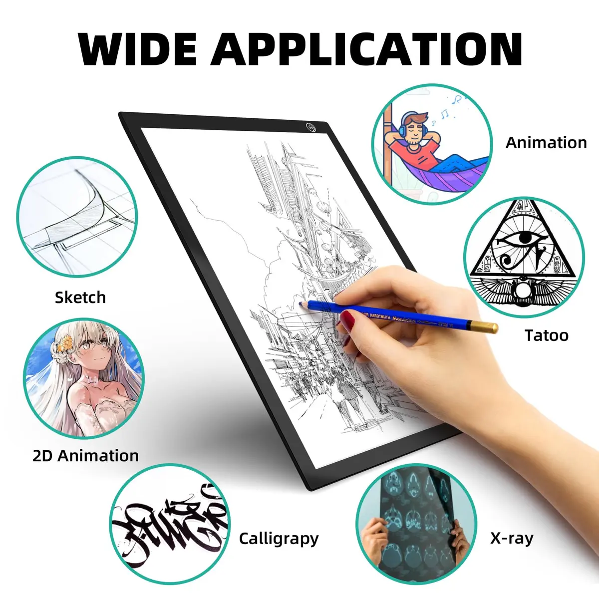 ME456 Rechargeable Drawing Board 15" (38cm) Light Pad | Adjustable Brightness LED Tracing Light Box - view 7