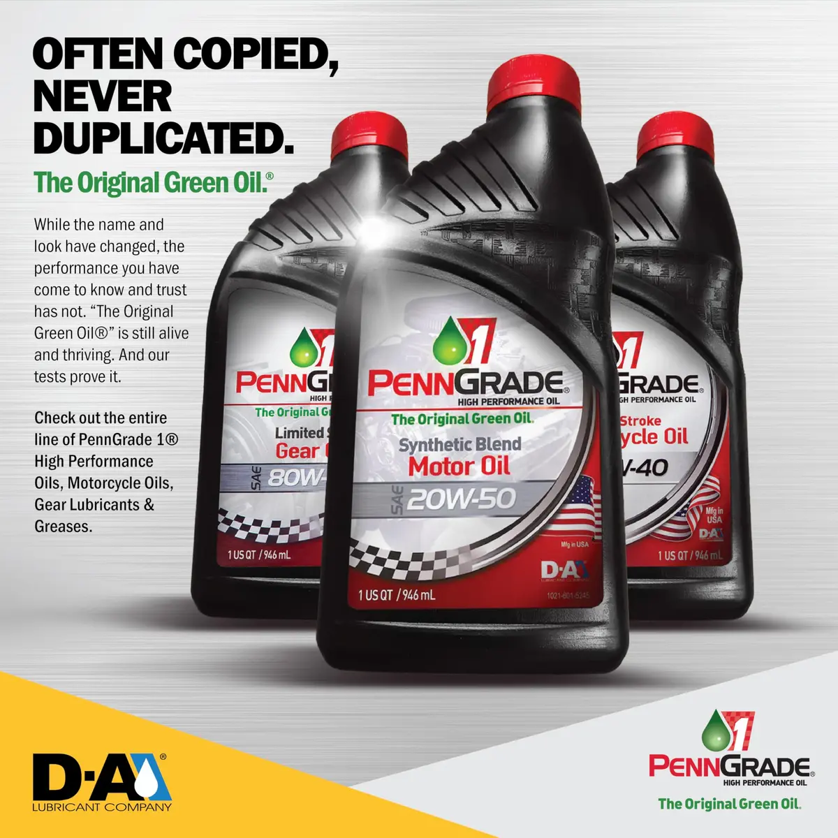 PENN GRADE 1 Synthetic Blend High Performance Oil SAE 20W-50 | 6 Pack, 1 Quart Bottles - view 6