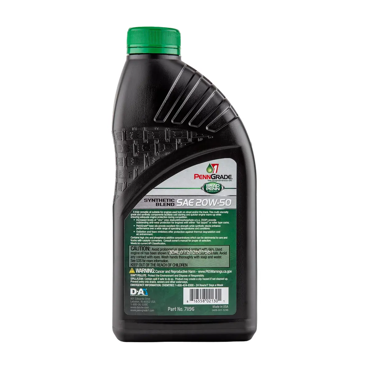 PENN GRADE 1 Synthetic Blend High Performance Oil SAE 20W-50 | 6 Pack, 1 Quart Bottles - view 7