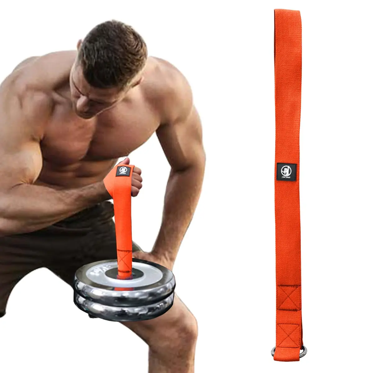 J Bryant Arm Wrestling Training Strap Belt Hand Grip Orange | Wrist Forearm Biceps Workout Equipment - main product image