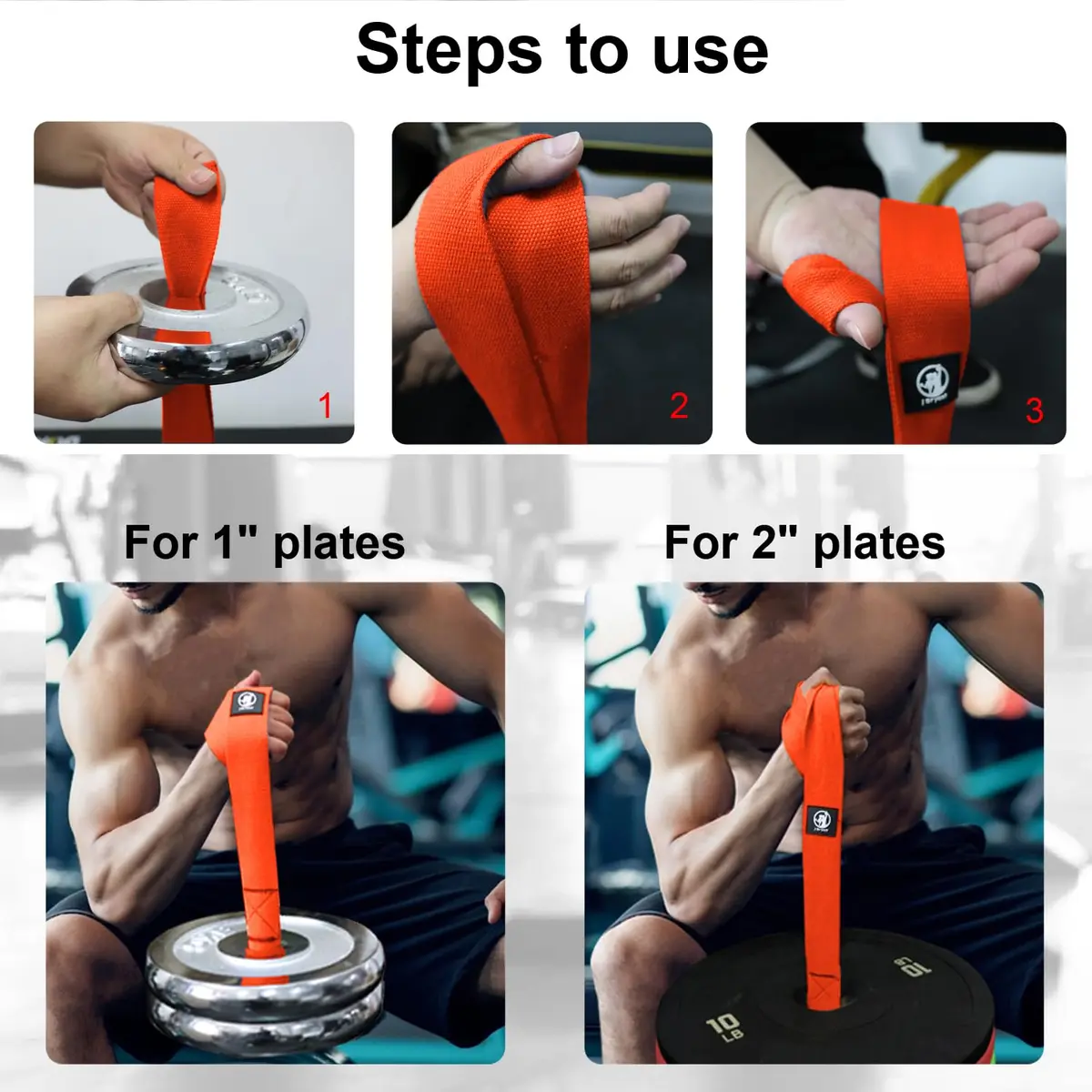 J Bryant Arm Wrestling Training Strap Belt Hand Grip Orange | Wrist Forearm Biceps Workout Equipment - view 6