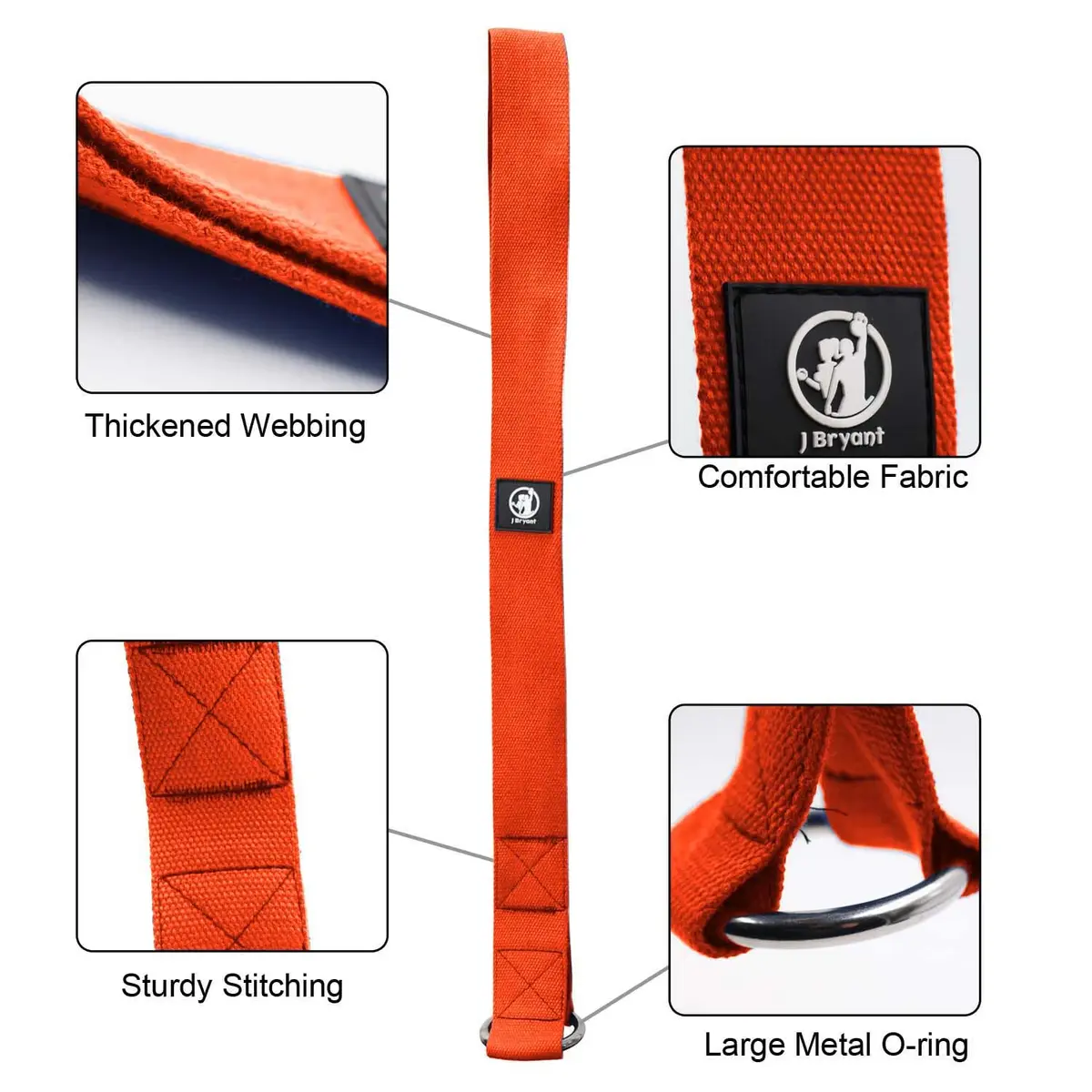 J Bryant Arm Wrestling Training Strap Belt Hand Grip Orange | Wrist Forearm Biceps Workout Equipment - view 3