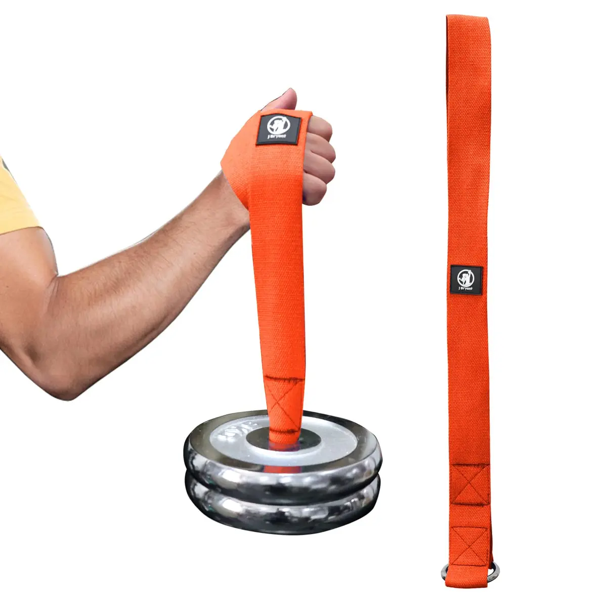 J Bryant Arm Wrestling Training Strap Belt Hand Grip Orange | Wrist Forearm Biceps Workout Equipment - view 4