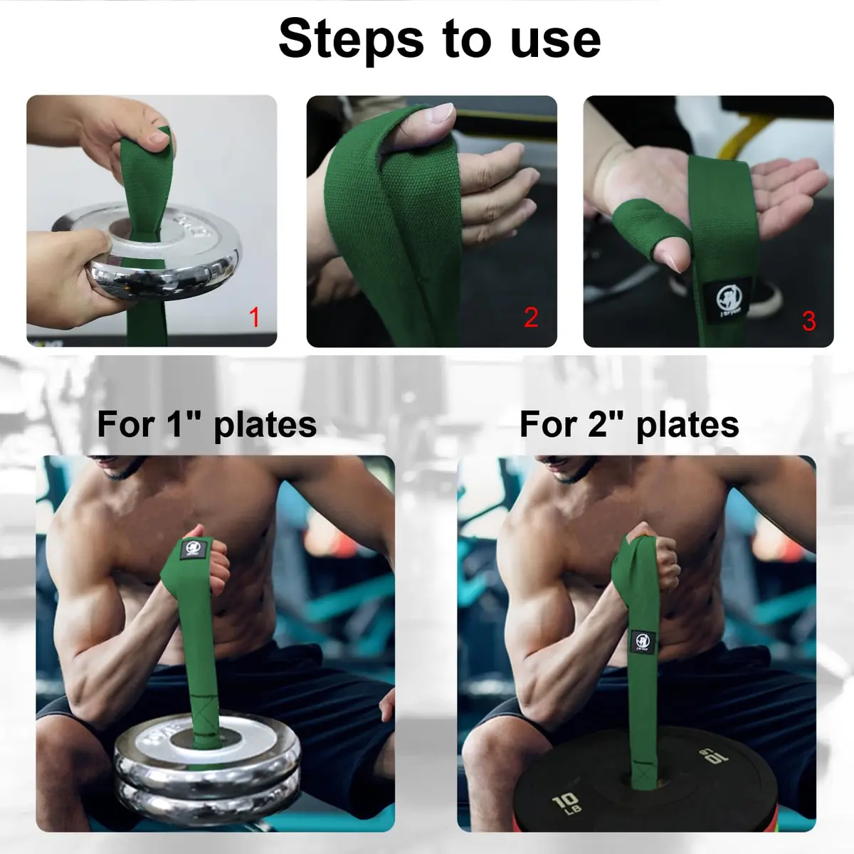 J Bryant Hand Strengthener Wrist Forearm Biceps Strap | Heavy-Duty 2mm Woven, Green - view 6