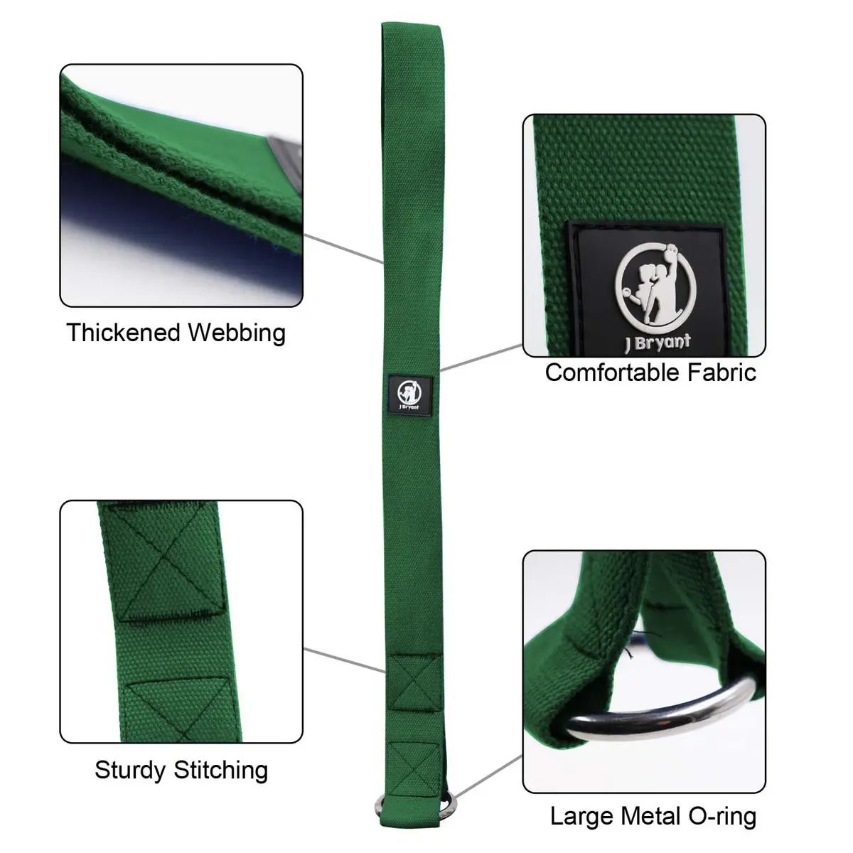 J Bryant Hand Strengthener Wrist Forearm Biceps Strap | Heavy-Duty 2mm Woven, Green - view 3