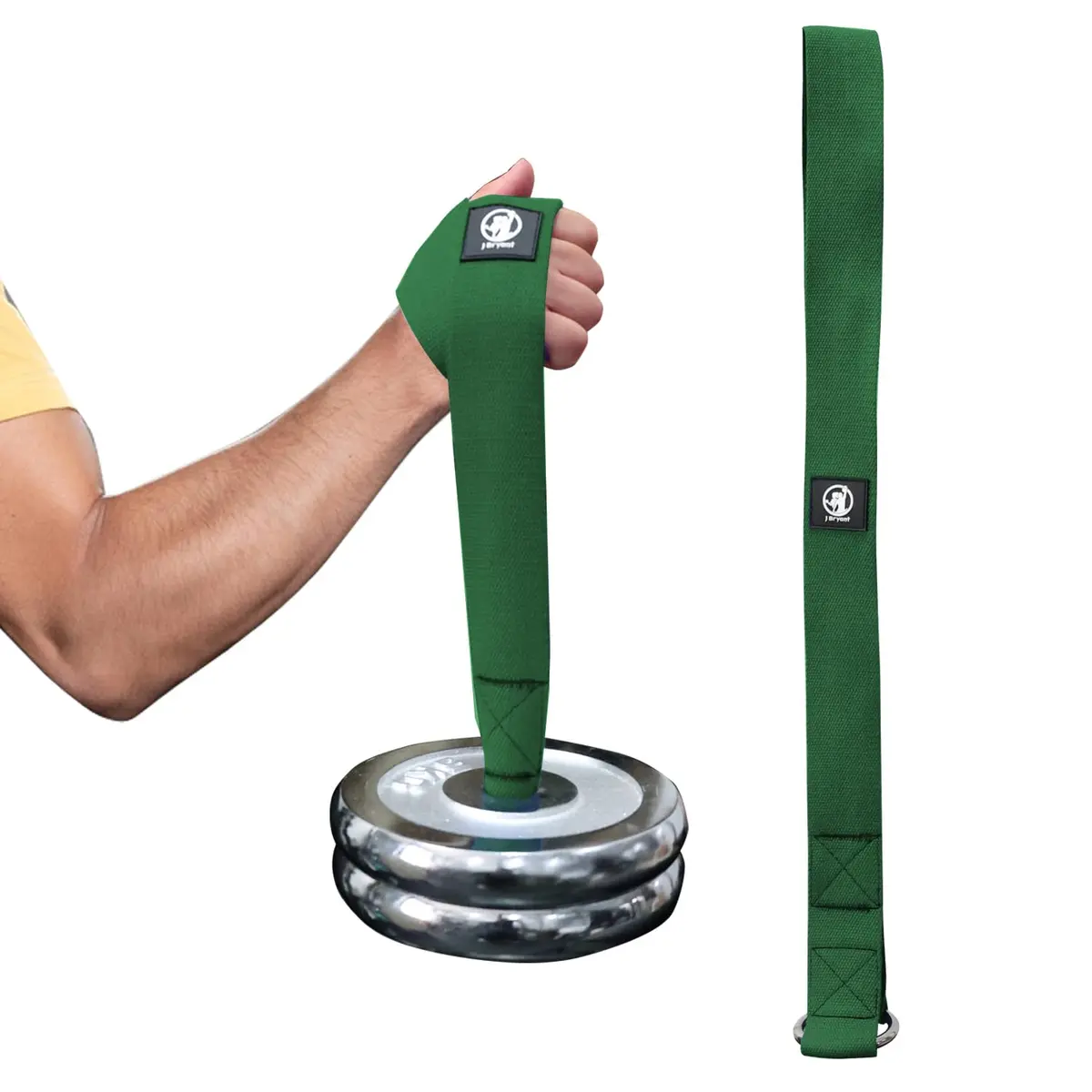 J Bryant Hand Strengthener Wrist Forearm Biceps Strap | Heavy-Duty 2mm Woven, Green - view 4
