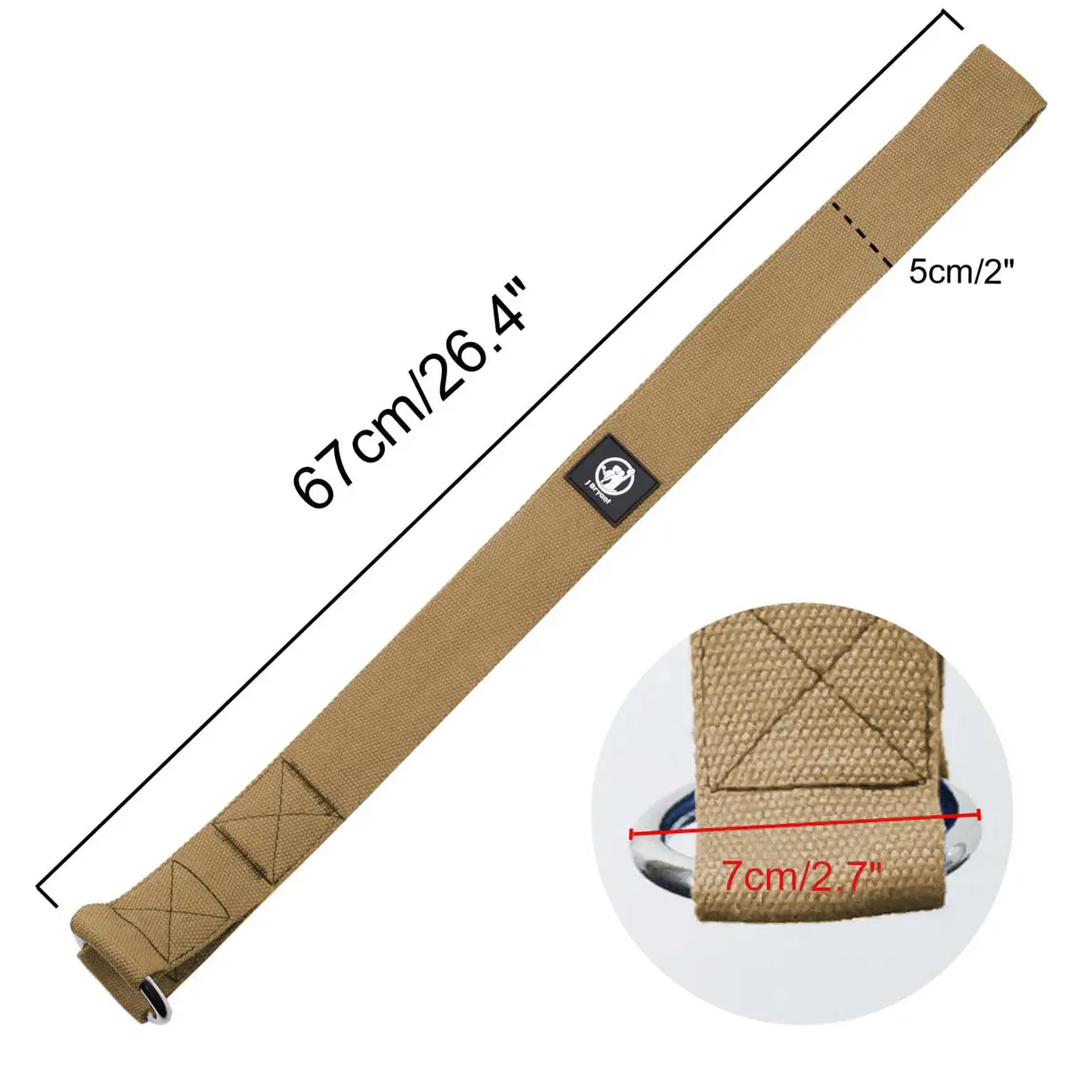 J Bryant Arm Wrestling Training Strap Belt Hand Grip with Stainless Steel Ring for Wrist Forearm Biceps Workouts - Khaki (26.4 inches) - view 5