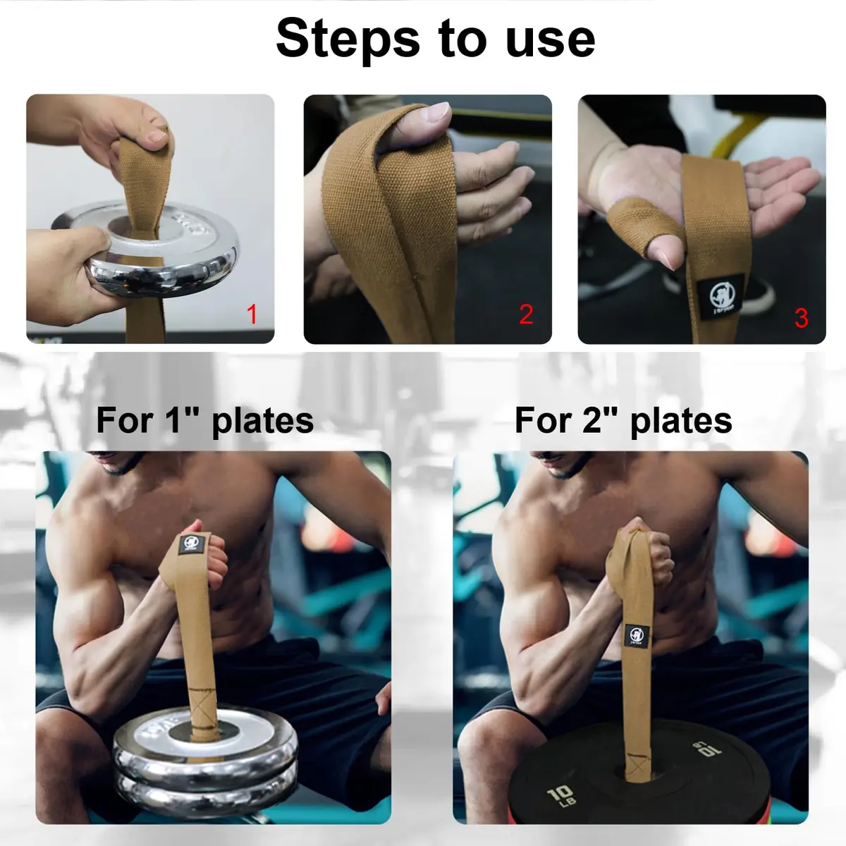 J Bryant Arm Wrestling Training Strap Belt Hand Grip with Stainless Steel Ring for Wrist Forearm Biceps Workouts - Khaki (26.4 inches) - view 6