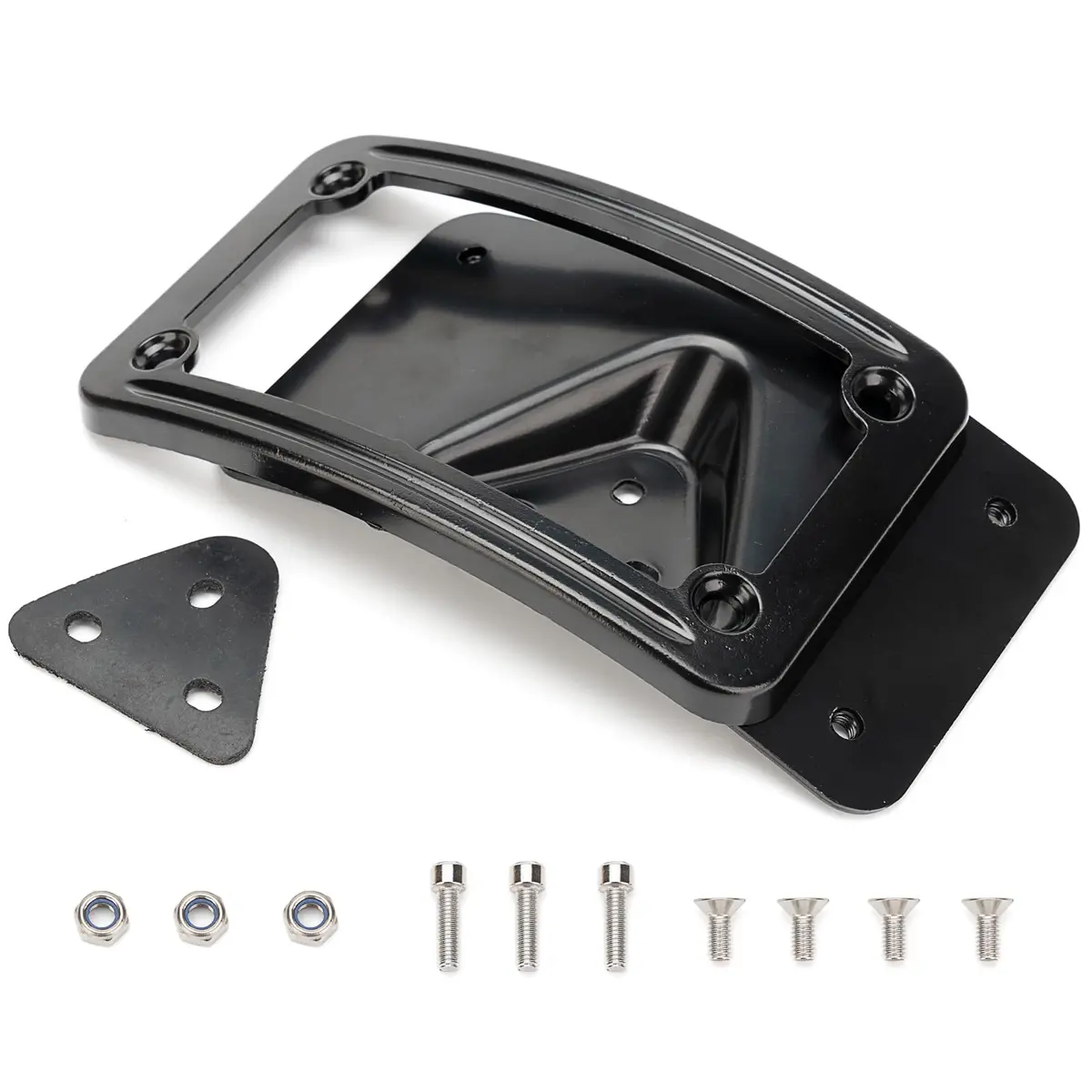 SoCiMa License Plate Attachment with Frame Compatible with Harley Davidson 3 Hole Mount (Black) | Customizable - view 6