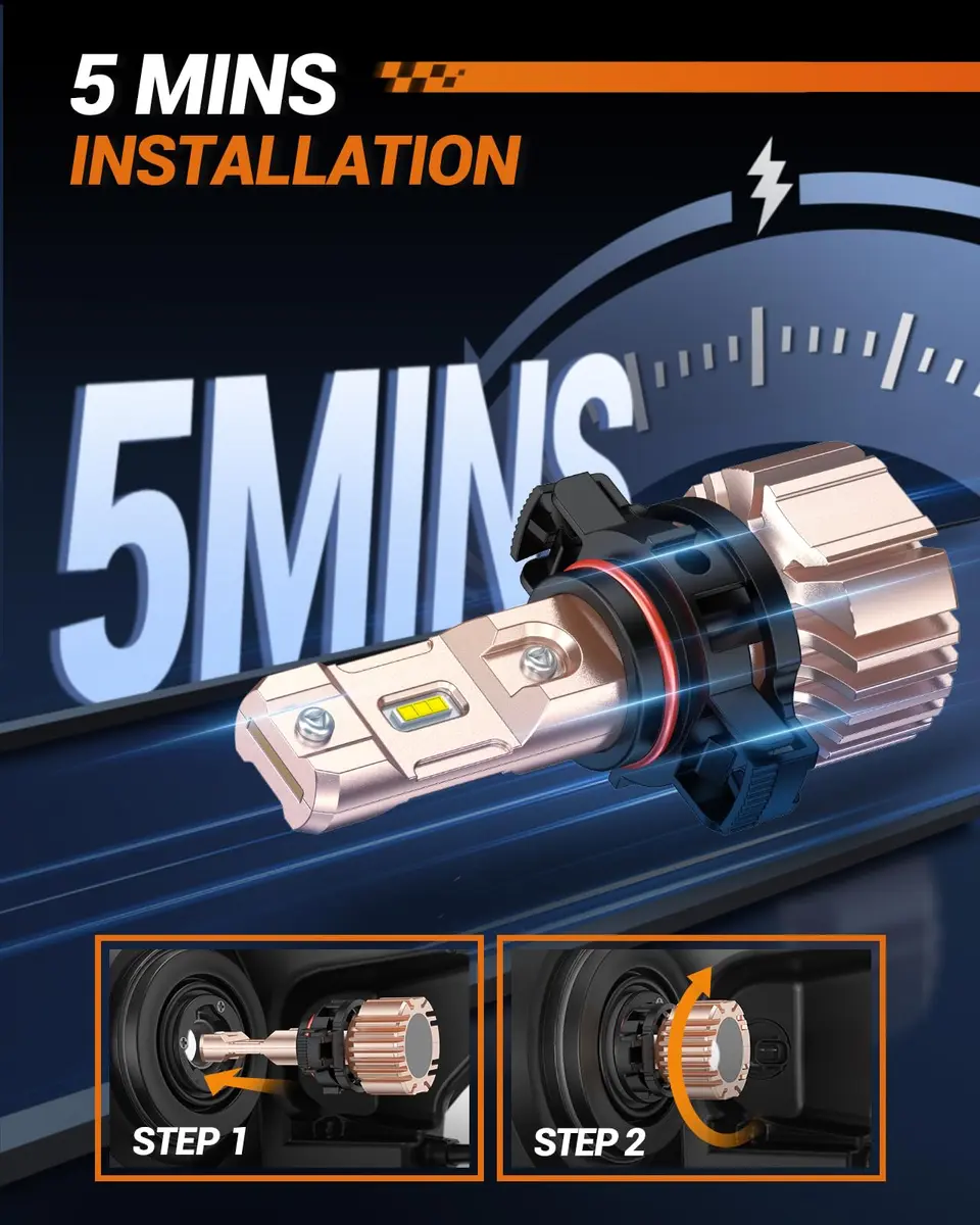 SEALIGHT 5202 LED Fog Light Bulbs 14000LM 6500K Cool White Pack of 2 | Superior Heat Dissipation for Clearer Night Driving - view 6