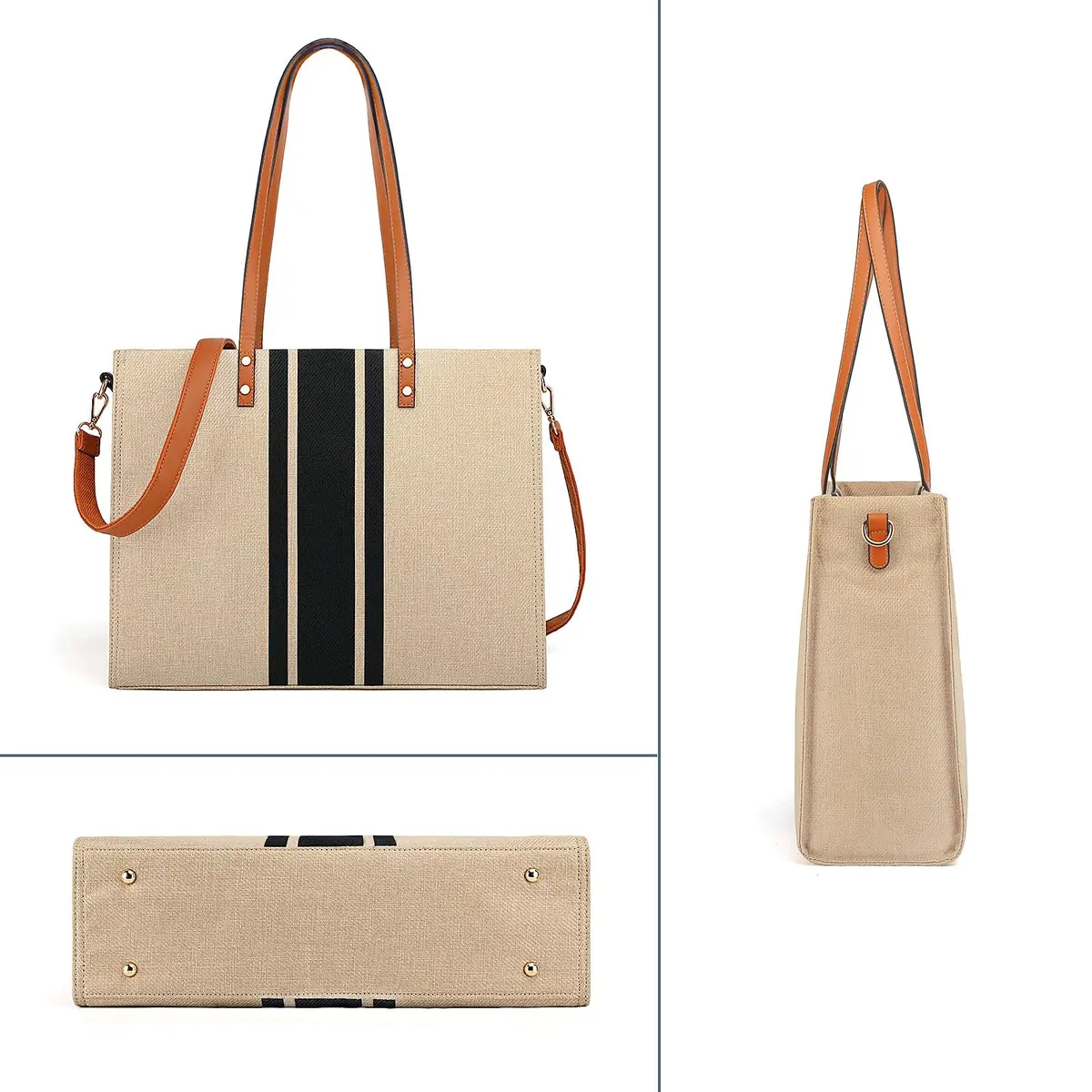 BOLOSTA Laptop Tote Bag for Women Fits 15.6 Inch | Large Canvas Work Tote for Travel & Daily Use - view 2