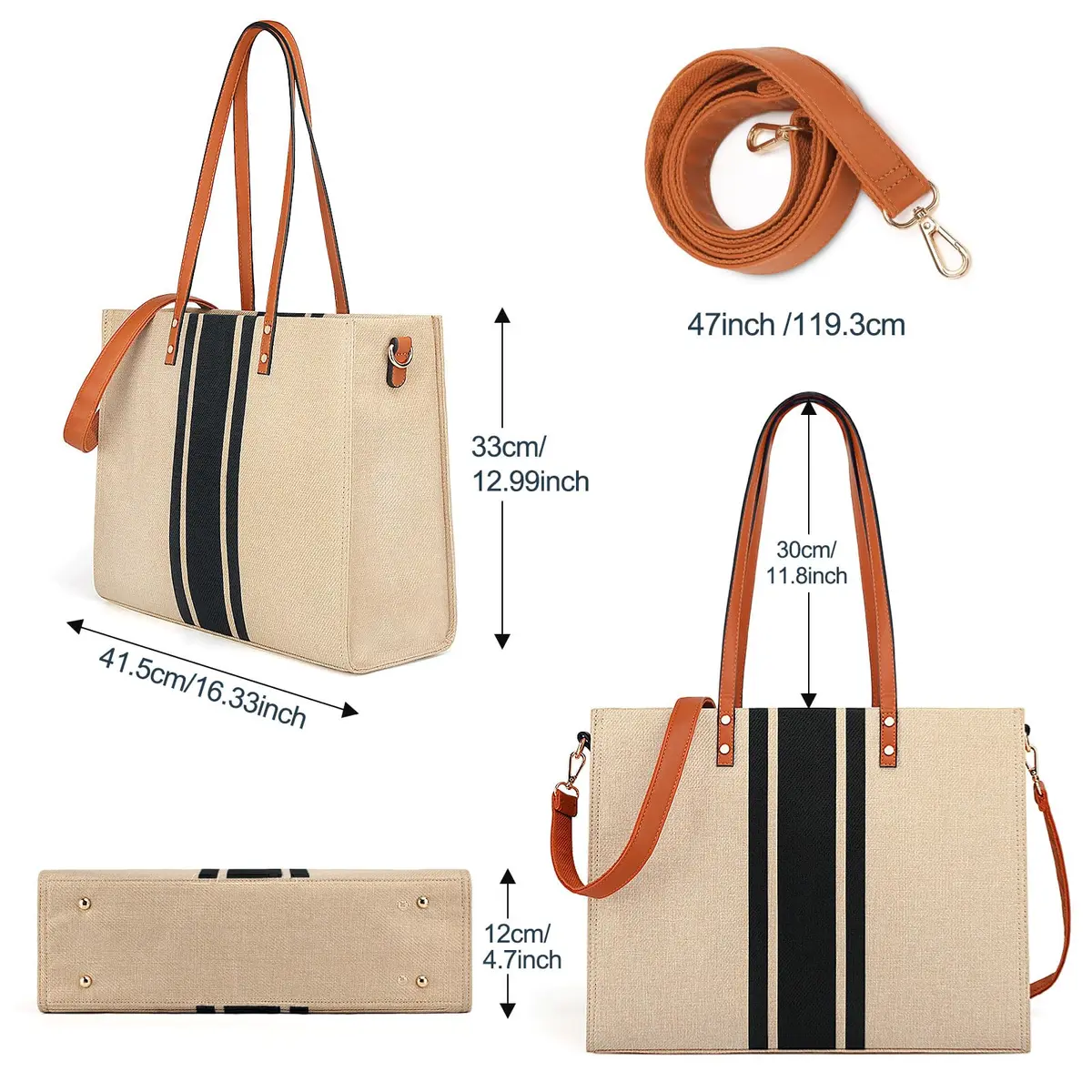 BOLOSTA Laptop Tote Bag for Women Fits 15.6 Inch | Large Canvas Work Tote for Travel & Daily Use - view 4
