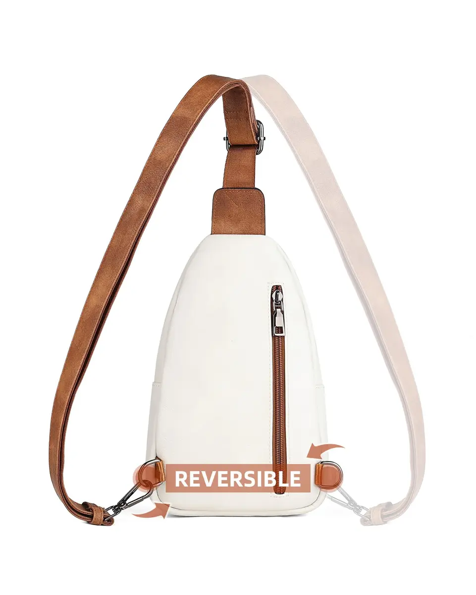 MASINTOR Sling Bag for Women, Crossbody Fanny Pack, Beige | Durable Faux Leather, Adjustable Strap - view 5