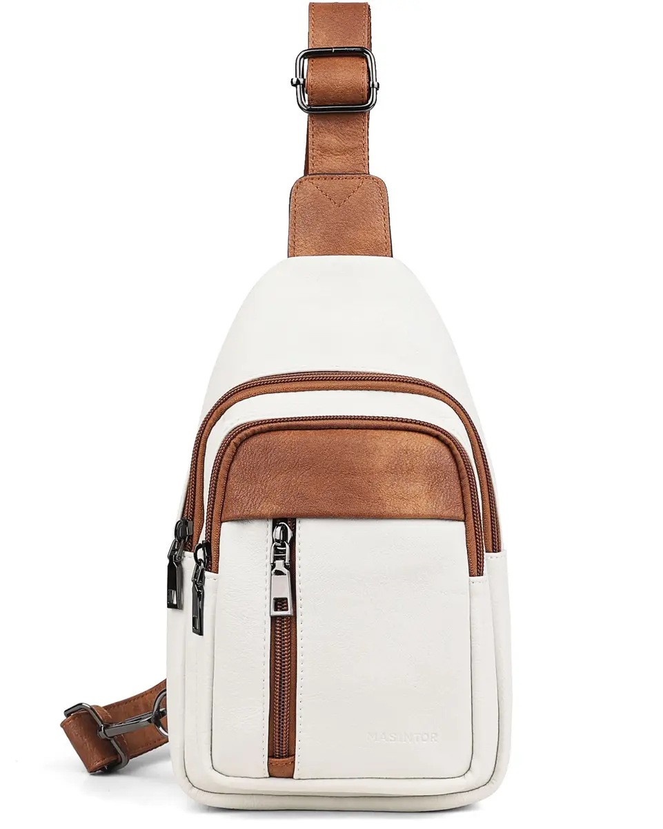 MASINTOR Sling Bag for Women, Crossbody Fanny Pack, Beige | Durable Faux Leather, Adjustable Strap - view 7