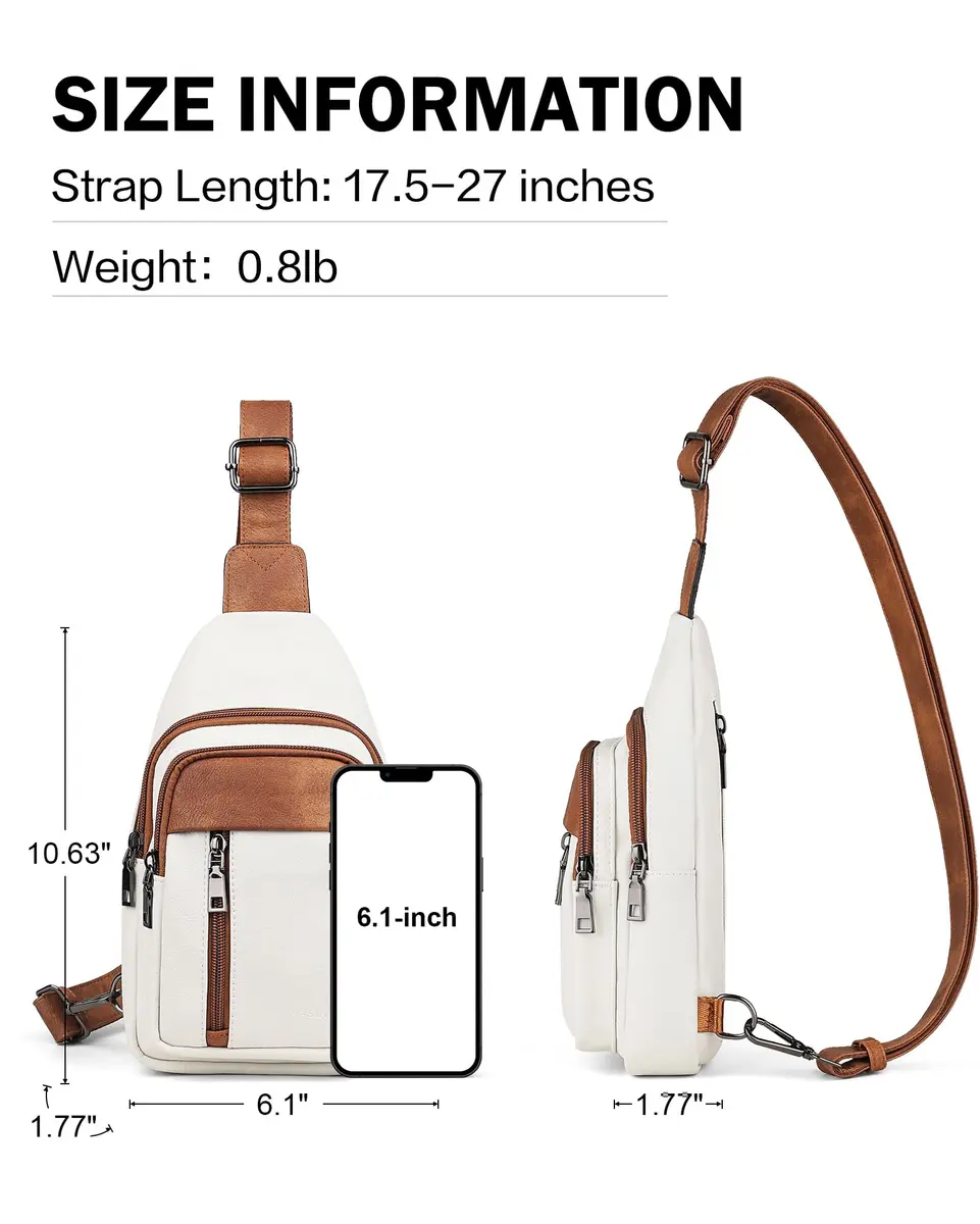 MASINTOR Sling Bag for Women, Crossbody Fanny Pack, Beige | Durable Faux Leather, Adjustable Strap - view 4