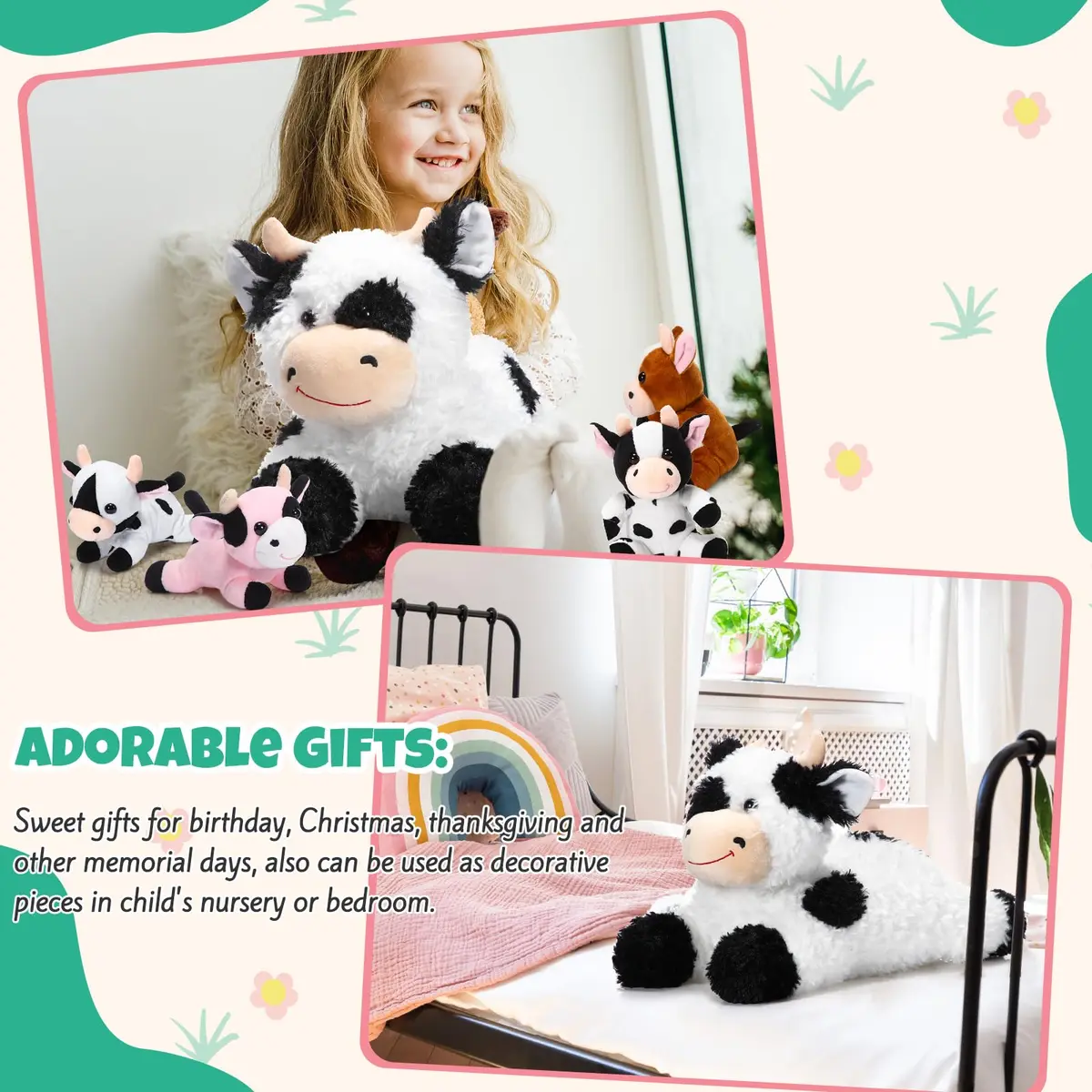 Shappy 5-in-1 Cow Stuffed Animal Set | 14" Large Plush for Kids - view 7