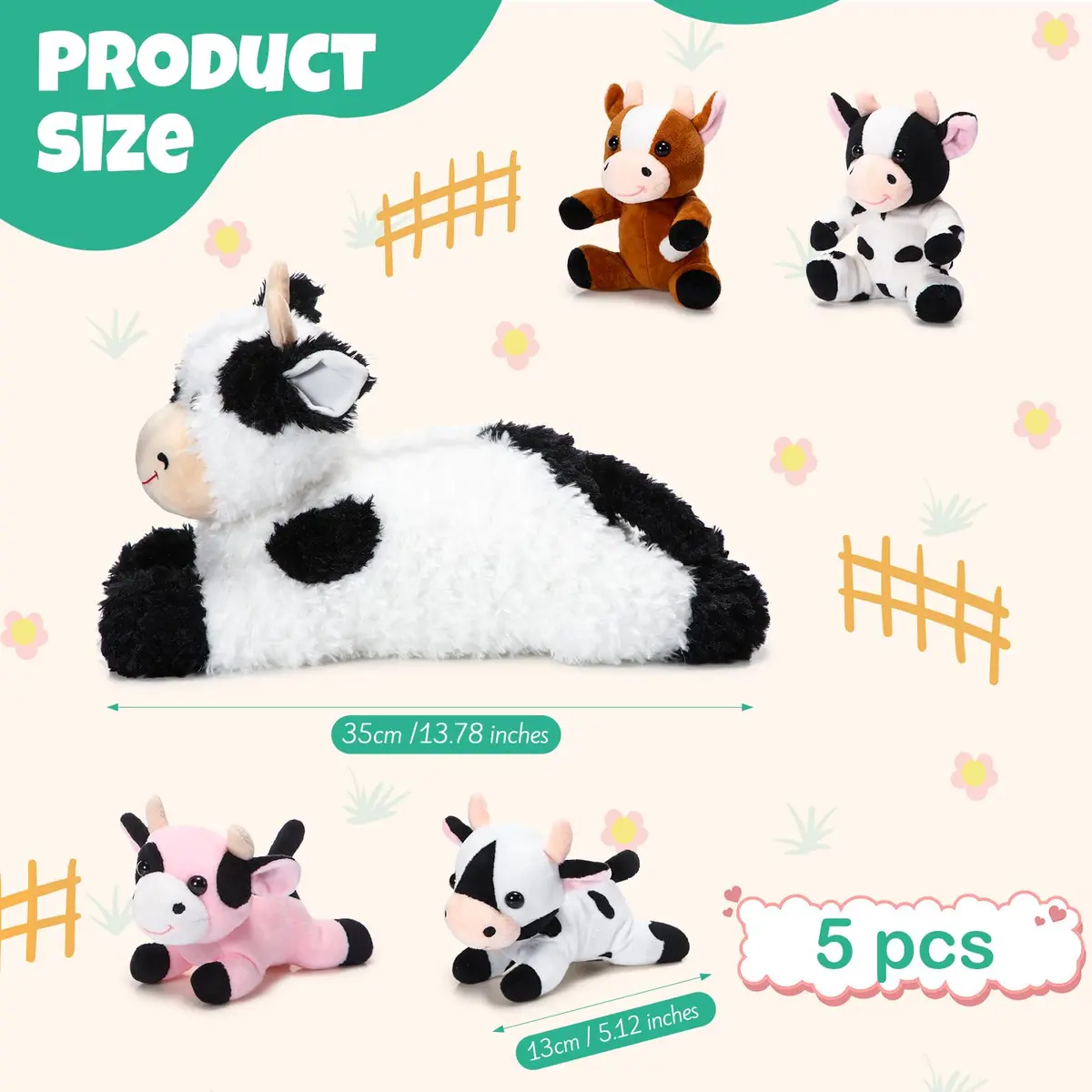 Shappy 5-in-1 Cow Stuffed Animal Set | 14" Large Plush for Kids - view 2