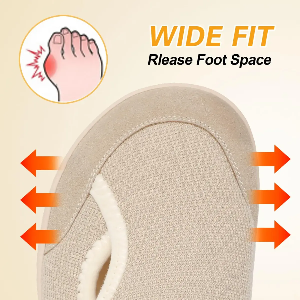 LeIsfIt Women's Adjustable Diabetic Slippers Wide Fit Beige Size 9 (27.89 cm / 10.98 in) | Comfortable Indoor Outdoor House Shoes - view 4