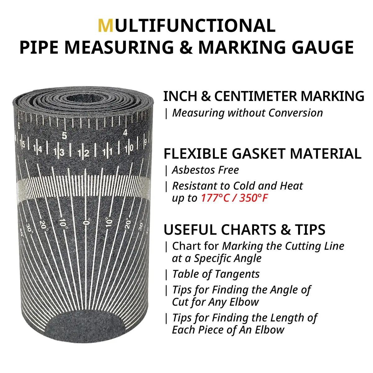 Goldland-WELD PROTECT Pipe Wrap Around Measuring Tool 6 ft (1.83 m) | Stainless Steel Flex Angle Gauge - view 2