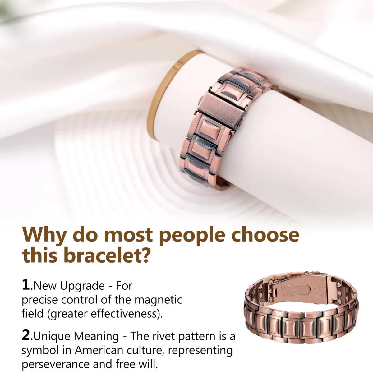 Feraco Pure Copper Magnetic Bracelet for Men | 8.66 inches (22 cm) - view 3