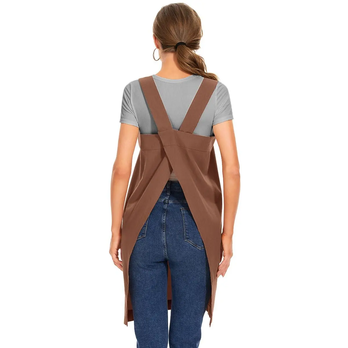 Larmliss Women's Cotton Cross Back Apron Pinafore Dress with Big Pockets | Loose Square Apron for Baking & Gardening - view 6