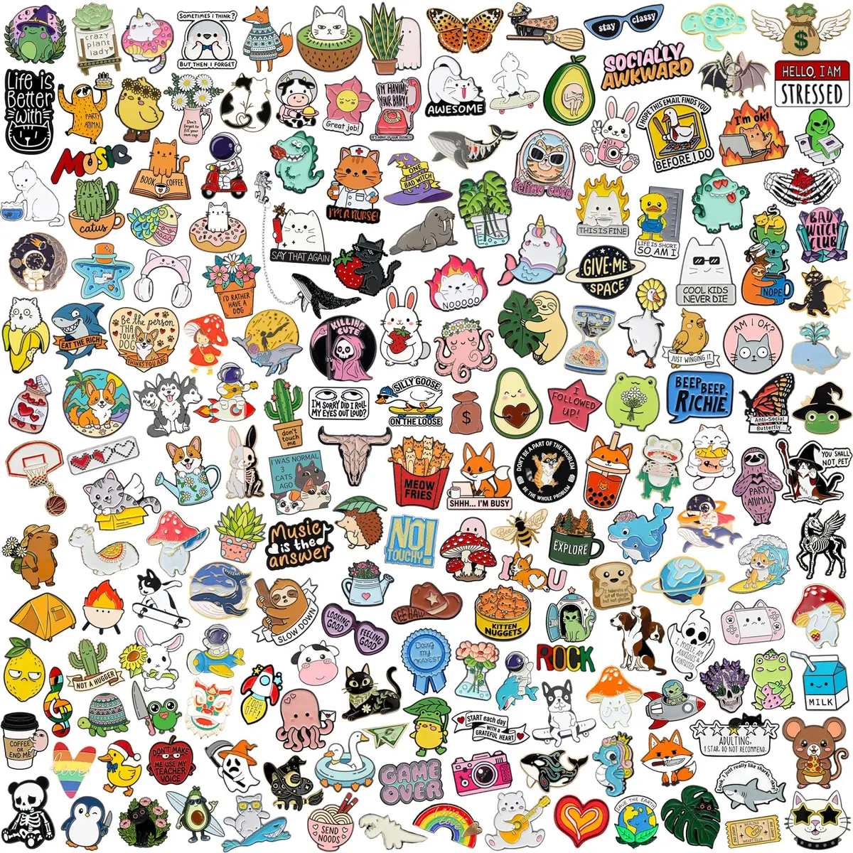 SINCCO Cute Enamel Backpack Pins Bulk Set 50pcs (1.9cm L x 12.8cm W x 18.4cm H) | Funny Anime Lapel Pin Set for Bags, Jackets, Kids - main product image