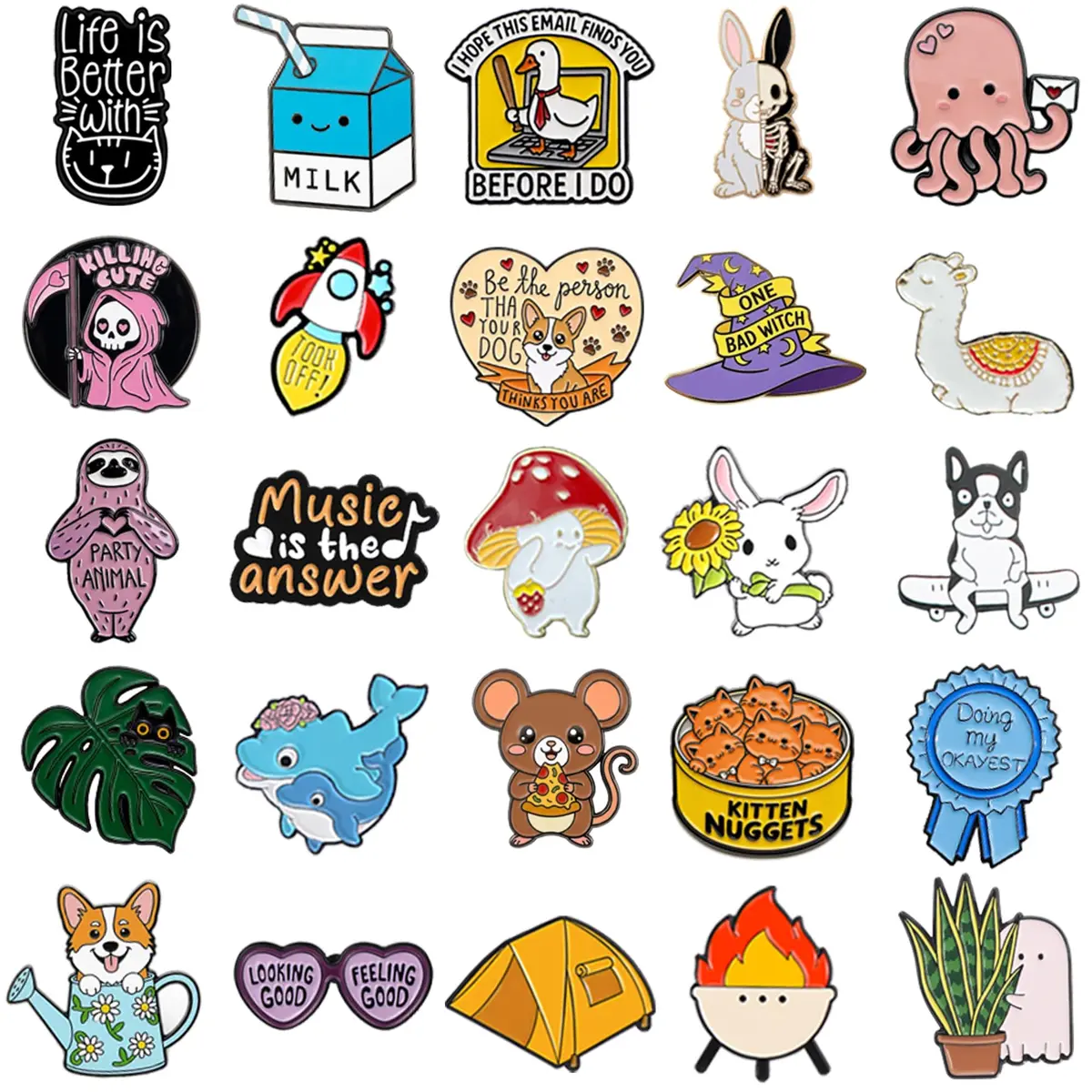 SINCCO Cute Enamel Backpack Pins Bulk Set 50pcs (1.9cm L x 12.8cm W x 18.4cm H) | Funny Anime Lapel Pin Set for Bags, Jackets, Kids - view 3
