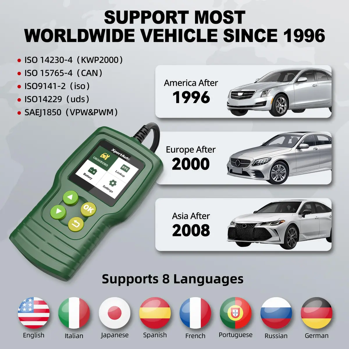 XpertAuto C302 OBD2 Scanner Code Reader for Car Check Engine | Universal for All 1996+ Vehicles - view 6