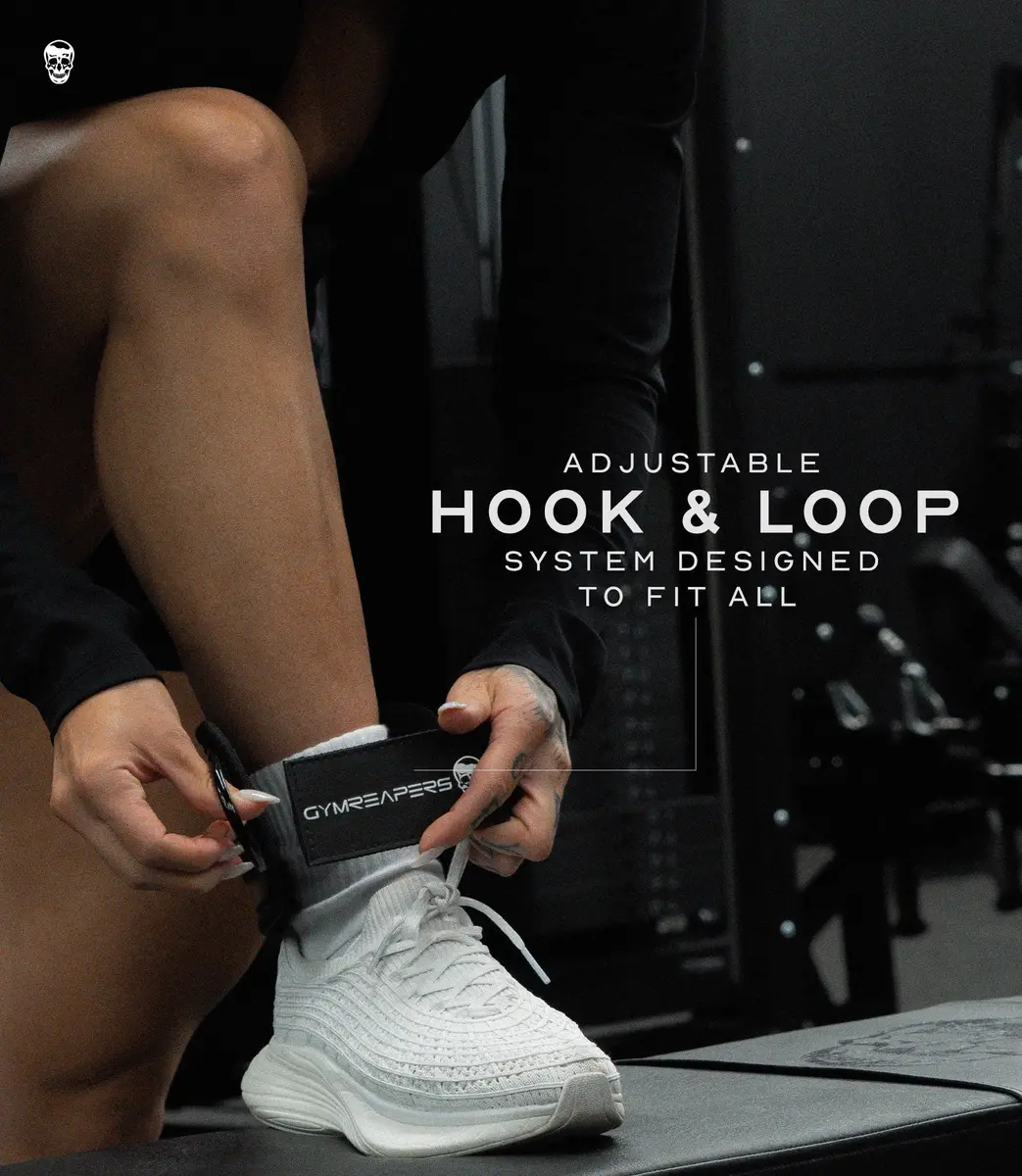 Gymreapers Ankle Strap (Single) for Cable Machine & Glute Workouts | Adjustable Leg Strap with Neoprene Padding (Black, Single) - view 5