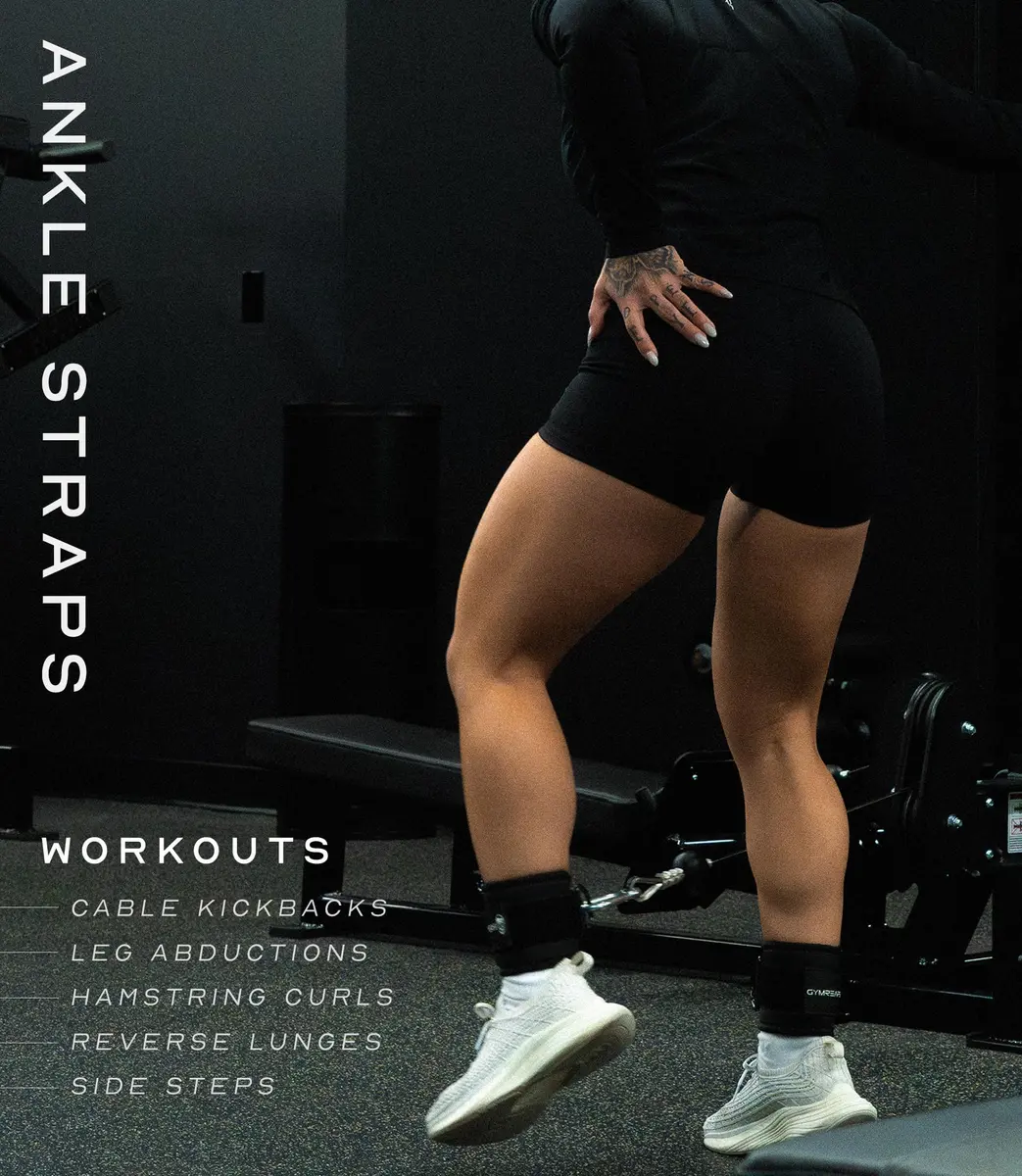 Gymreapers Ankle Strap (Single) for Cable Machine & Glute Workouts | Adjustable Leg Strap with Neoprene Padding (Black, Single) - view 7