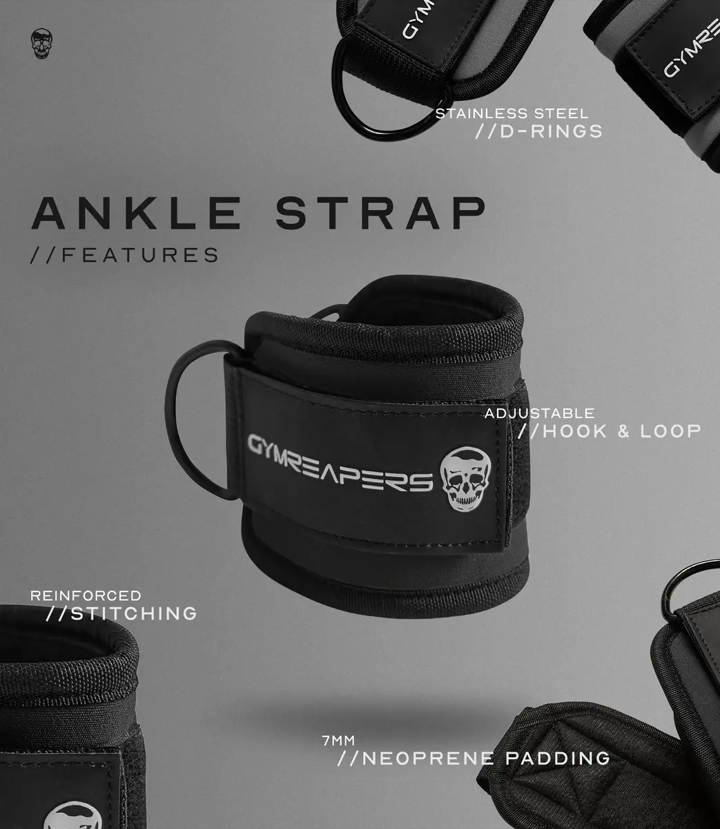 Gymreapers Ankle Strap (Single) for Cable Machine & Glute Workouts | Adjustable Leg Strap with Neoprene Padding (Black, Single) - view 8