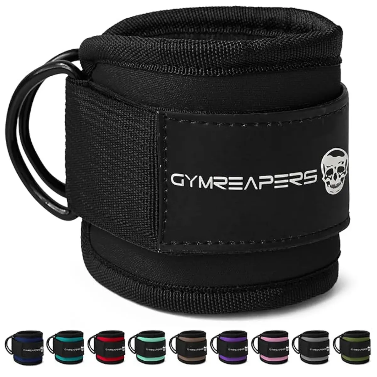 Gymreapers Ankle Strap (Single) for Cable Machine & Glute Workouts | Adjustable Leg Strap with Neoprene Padding (Black, Single) - main product image