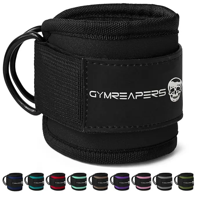 Gymreapers Ankle Strap (Single) for Cable Machine & Glute Workouts | Adjustable Leg Strap with Neoprene Padding (Black, Single) - view 3
