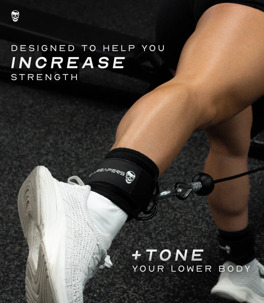 Gymreapers Ankle Strap (Single) for Cable Machine & Glute Workouts | Adjustable Leg Strap with Neoprene Padding (Black, Single) - view 4
