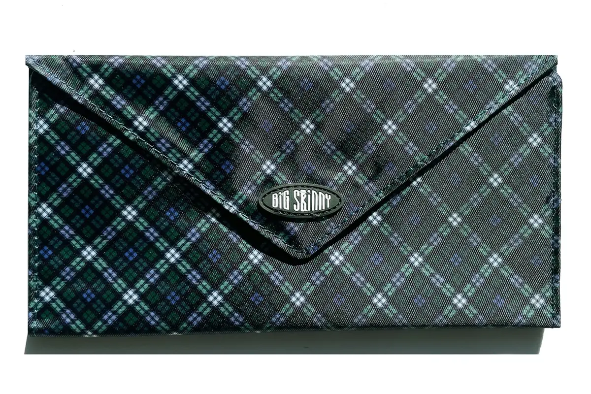 Big Skinny Slimvelope TriFold Clutch Wallet 17.78cm (7.5in) | Holds Up to 40 Cards, Evergreen Plaid - main product image