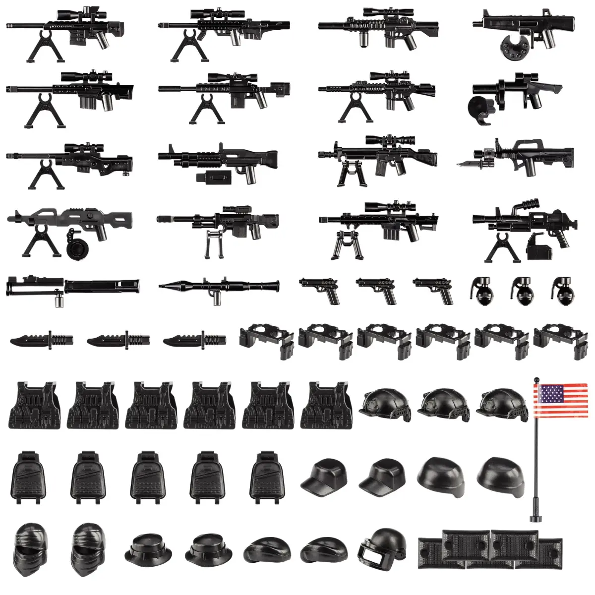 MaozyHomie US Army Battle Toy Set Weapons Pack 83 Pcs | Compatible with Major Brands - main product image