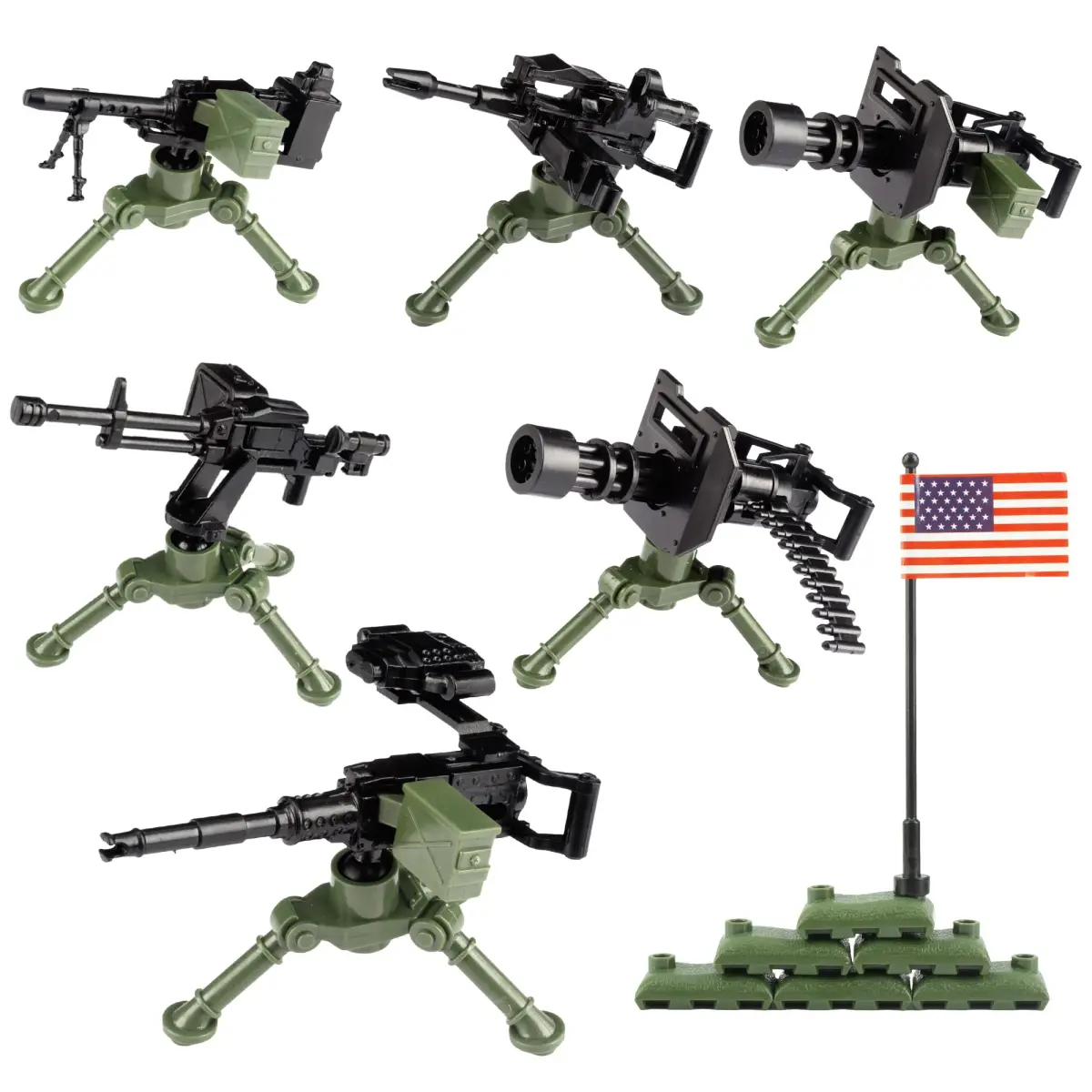 MaozyHomie Toy Weapons Accessories Pack Military U.S 5 Types Heavy Weaponry Building Blocks Compatible with Major Brands - main product image