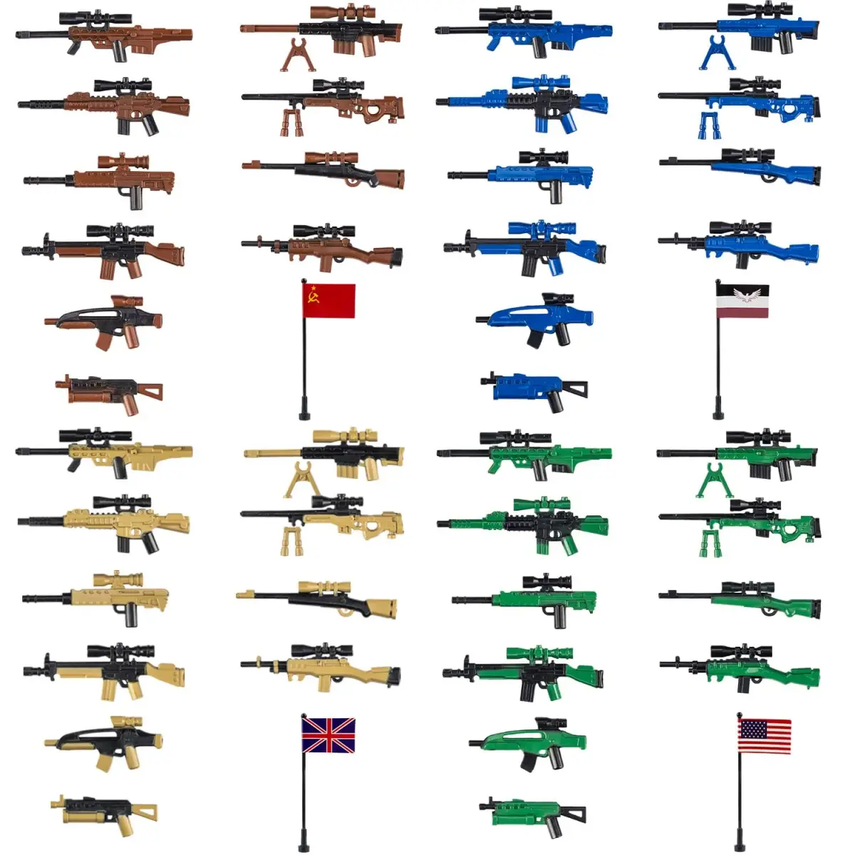MaozyHomie 4 Country Color Weapons Pack - Military Building Blocks Accessories - main product image