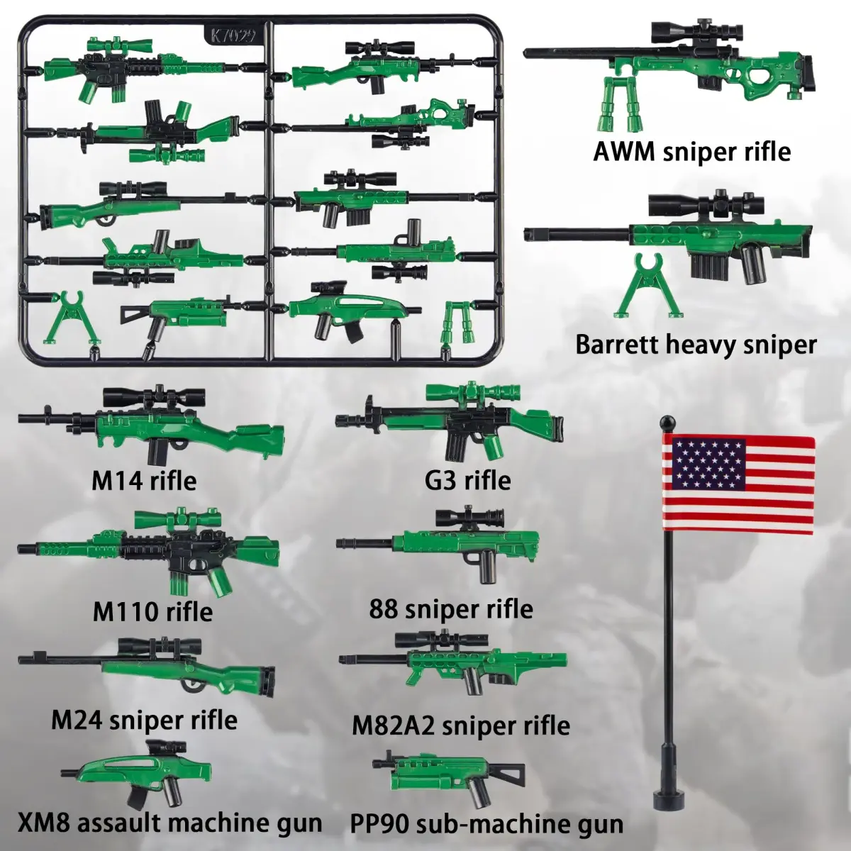 MaozyHomie 4 Country Color Weapons Pack - Military Building Blocks Accessories - view 2