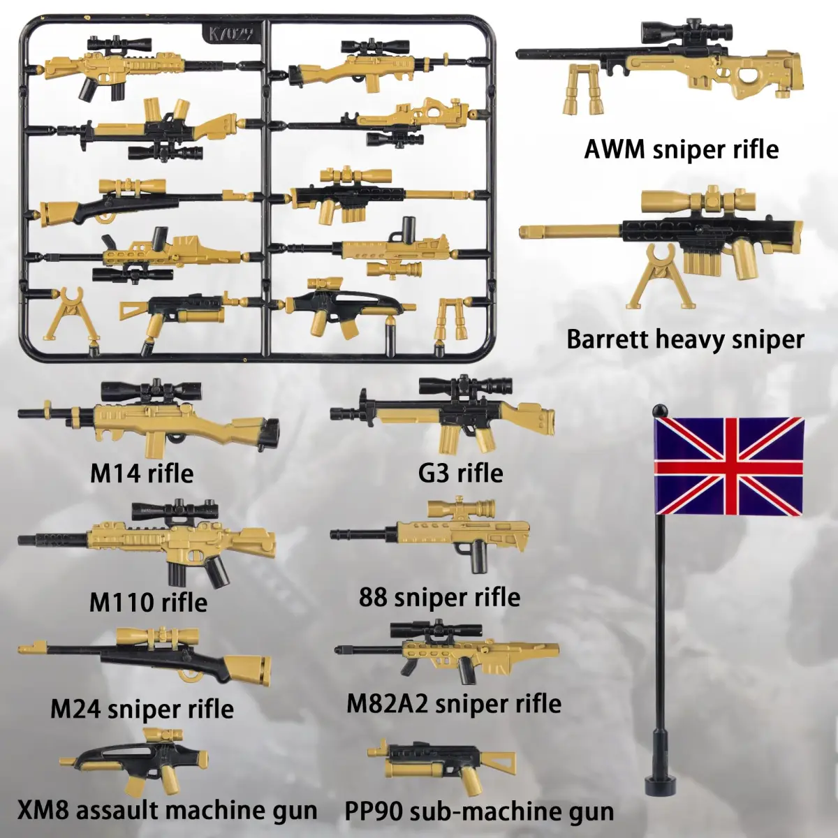 MaozyHomie 4 Country Color Weapons Pack - Military Building Blocks Accessories - view 3