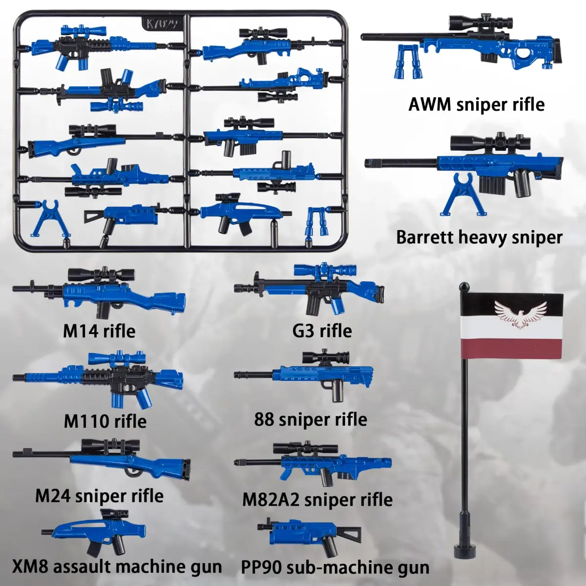 MaozyHomie 4 Country Color Weapons Pack - Military Building Blocks Accessories - view 4